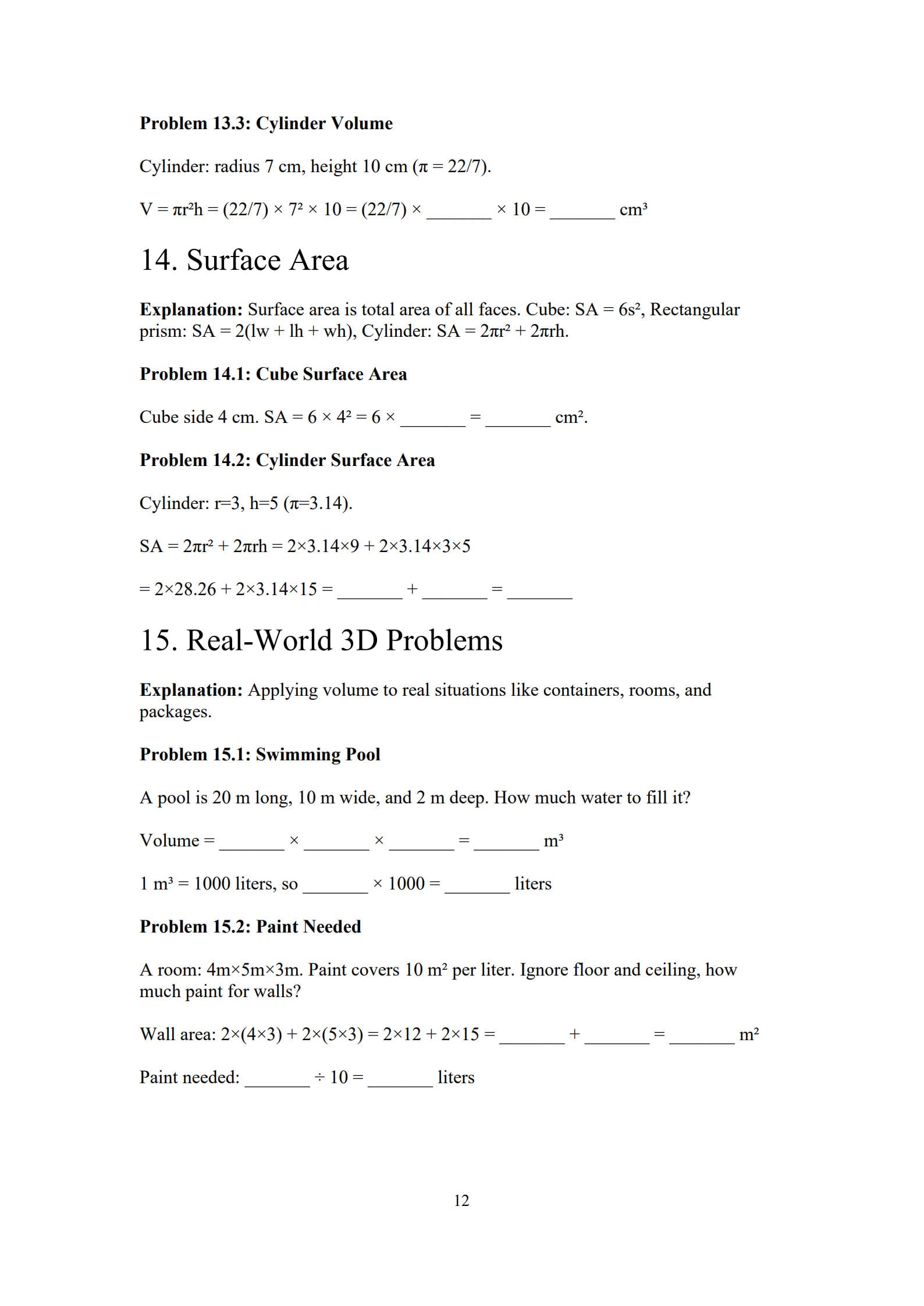 Geometry Worksheet 12