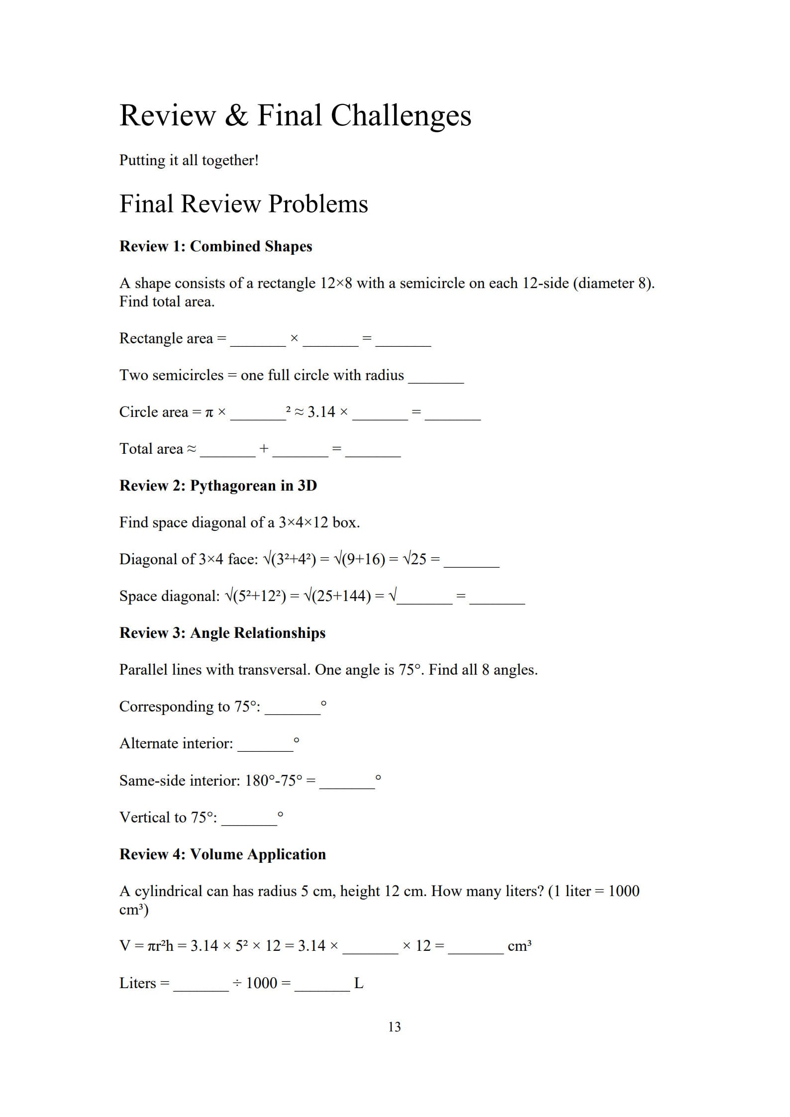Geometry Worksheet 13