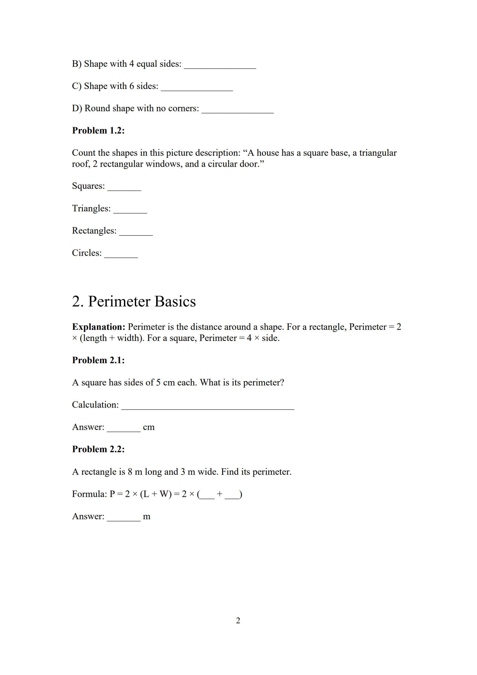 Geometry Worksheet 2