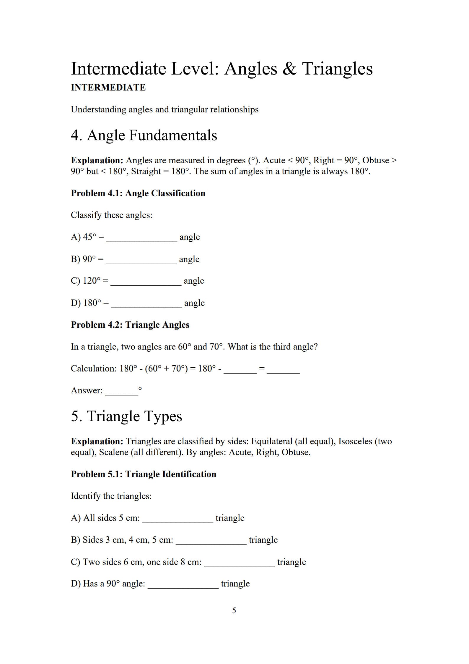 Geometry Worksheet 5