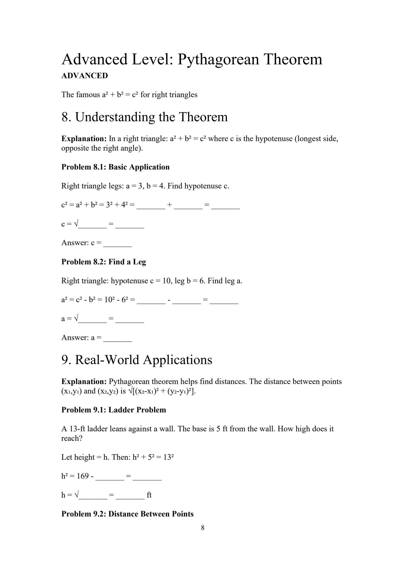 Geometry Worksheet 8
