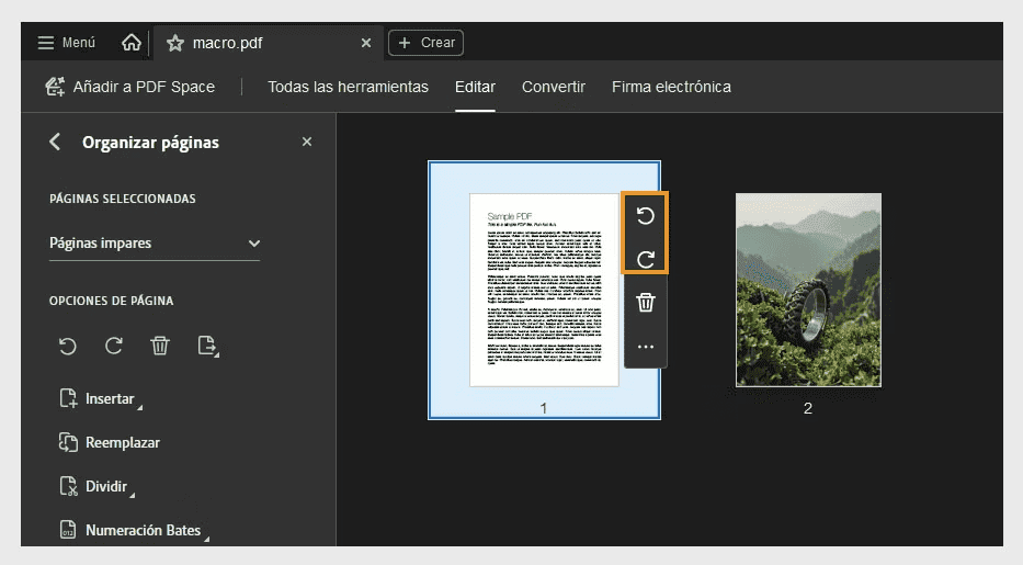 Girar un PDF con Adobe Acrobat