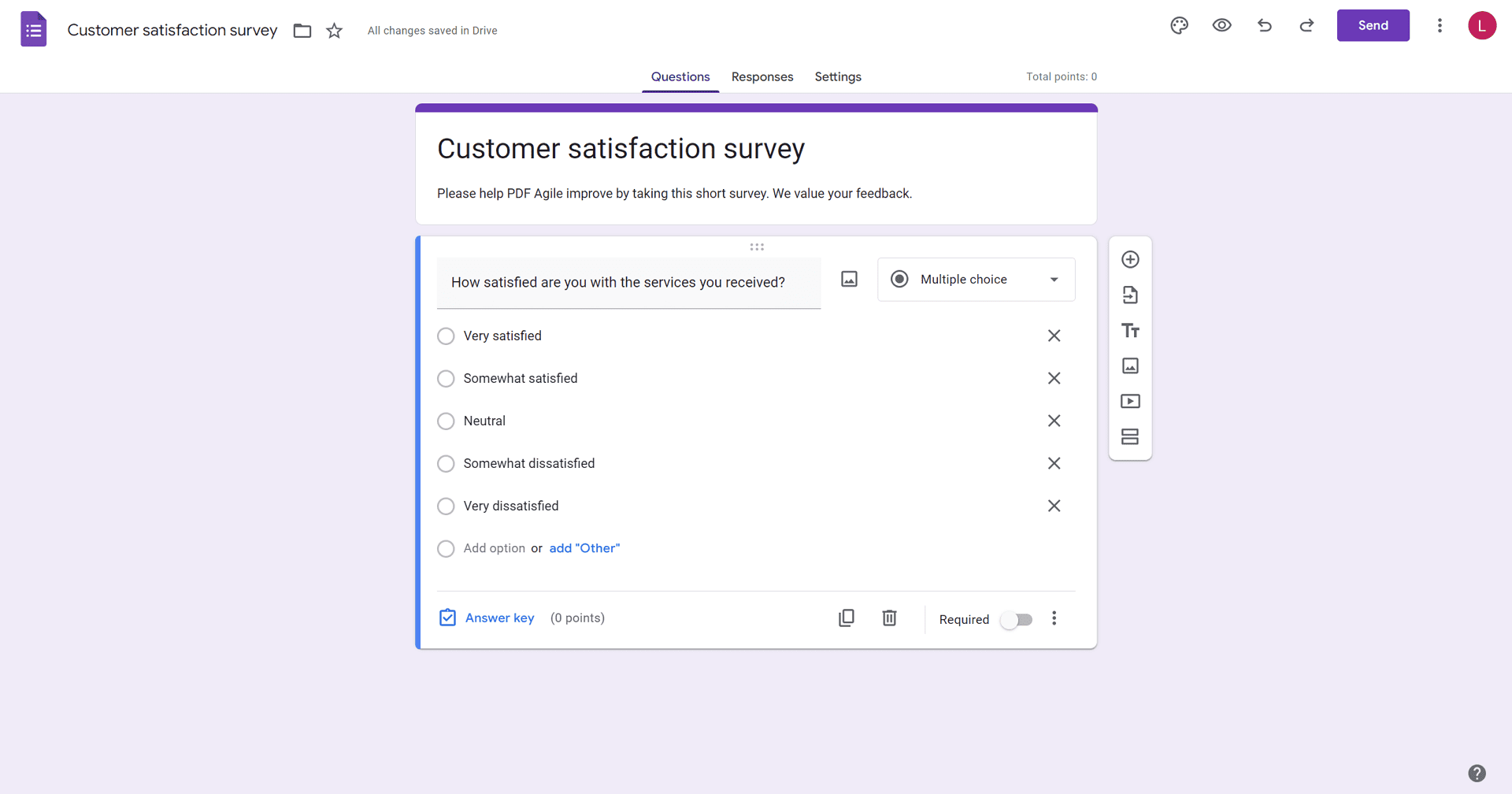 Google Forms - Customer satisfaction survey