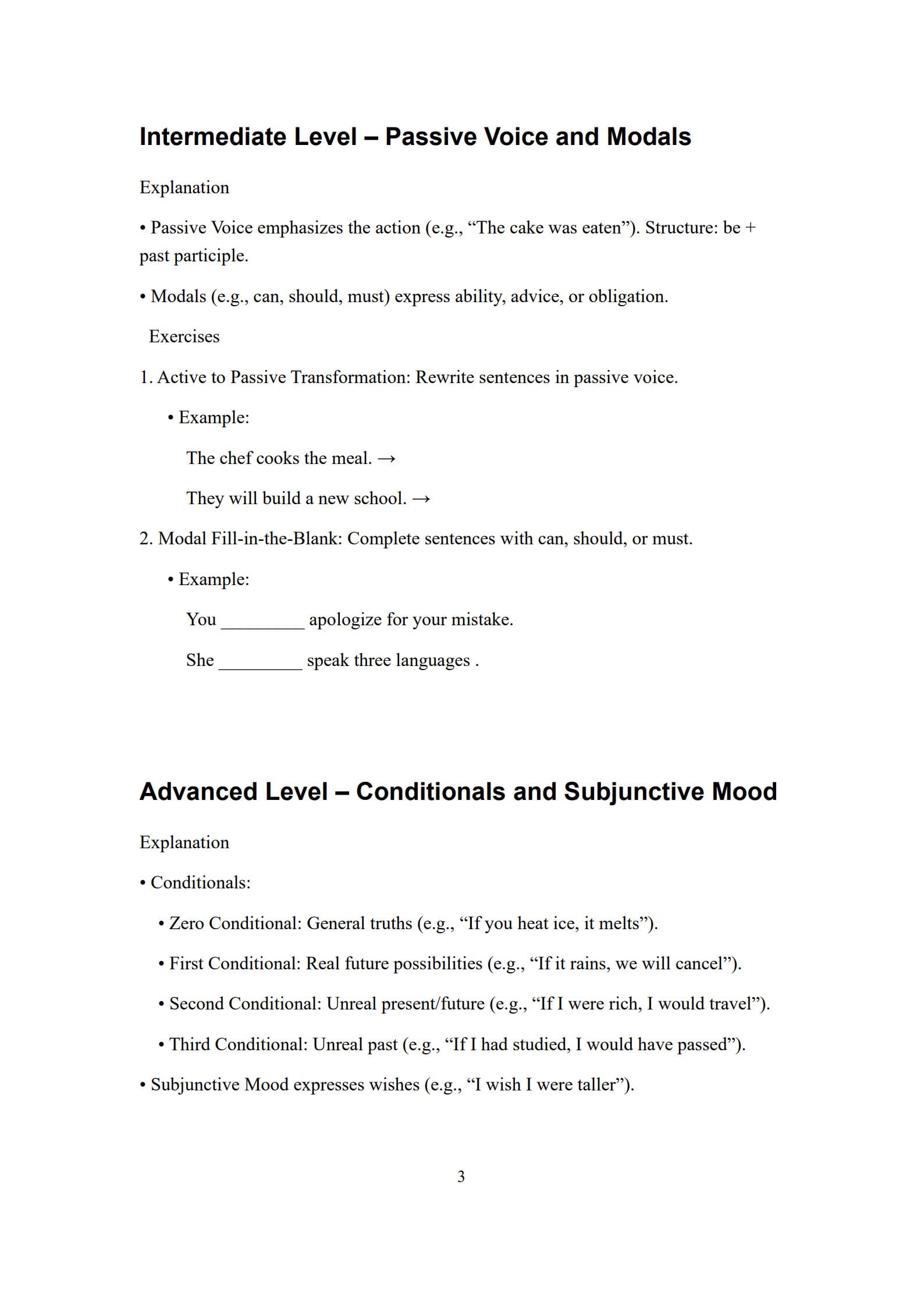 Grammar  Worksheet 3