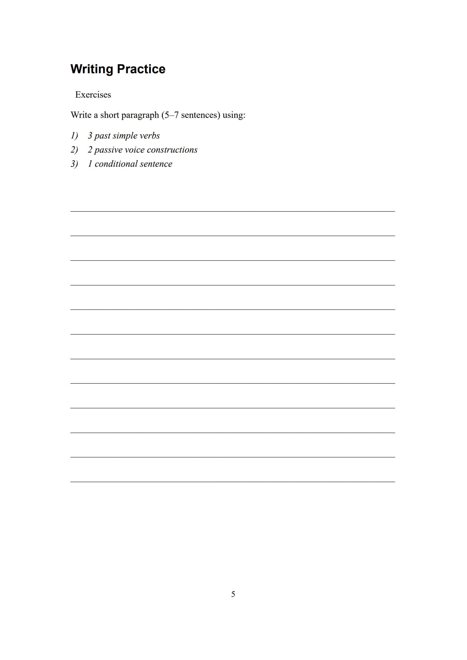 Grammar  Worksheet 5