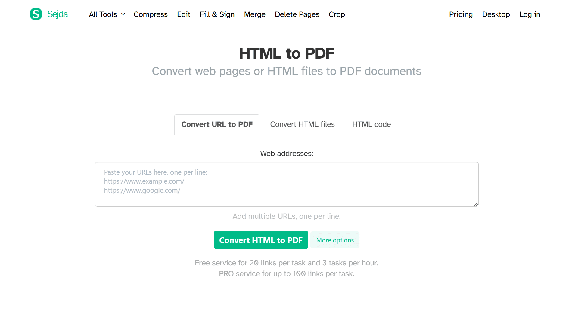 HTML to PDF - Sejda