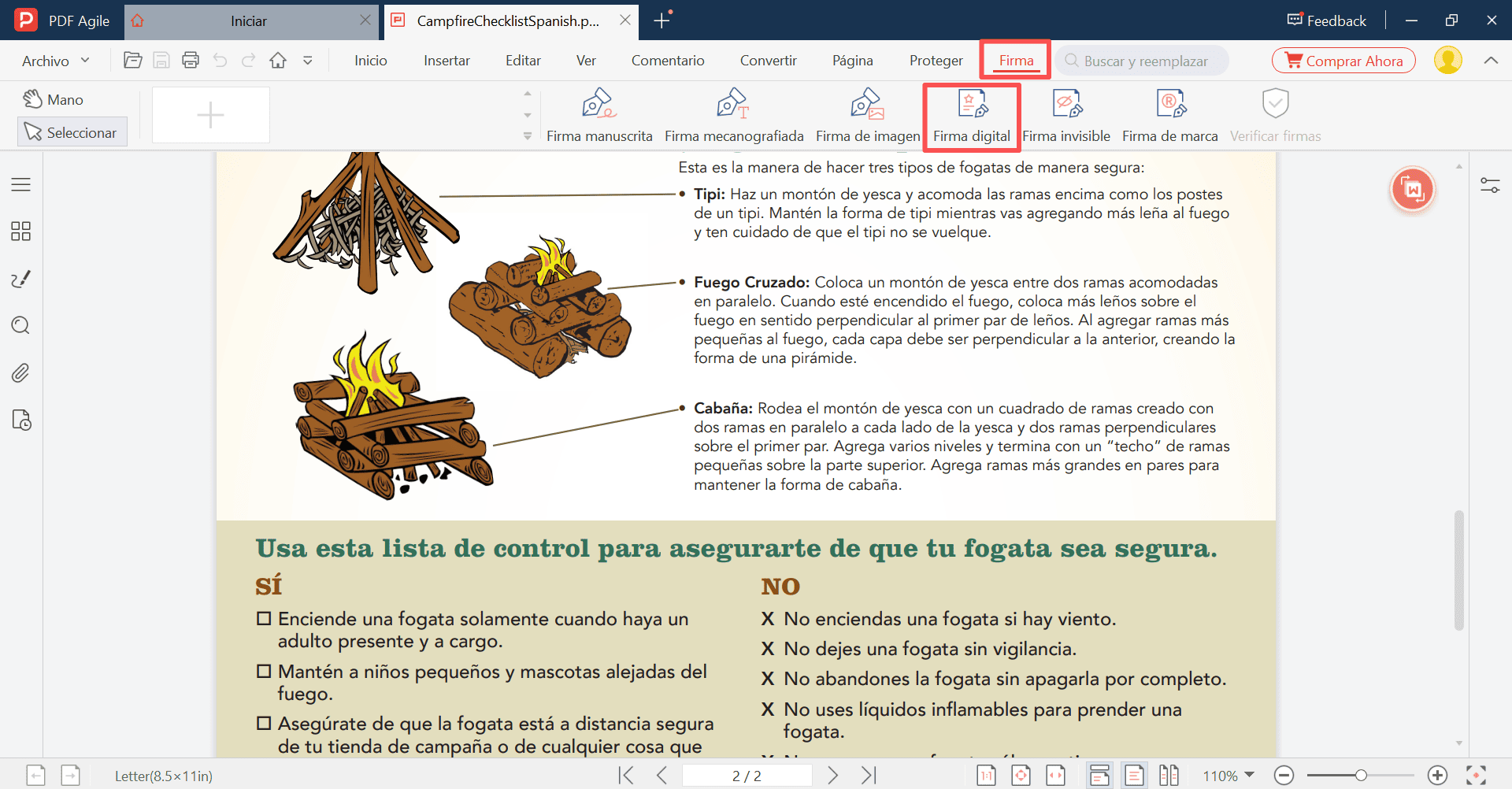 Haga clic en Firma digital