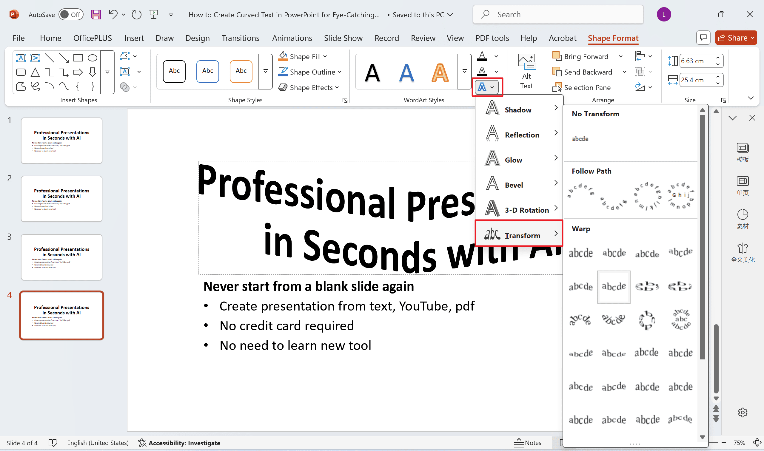 Head to Text Effects in the Format tab.png