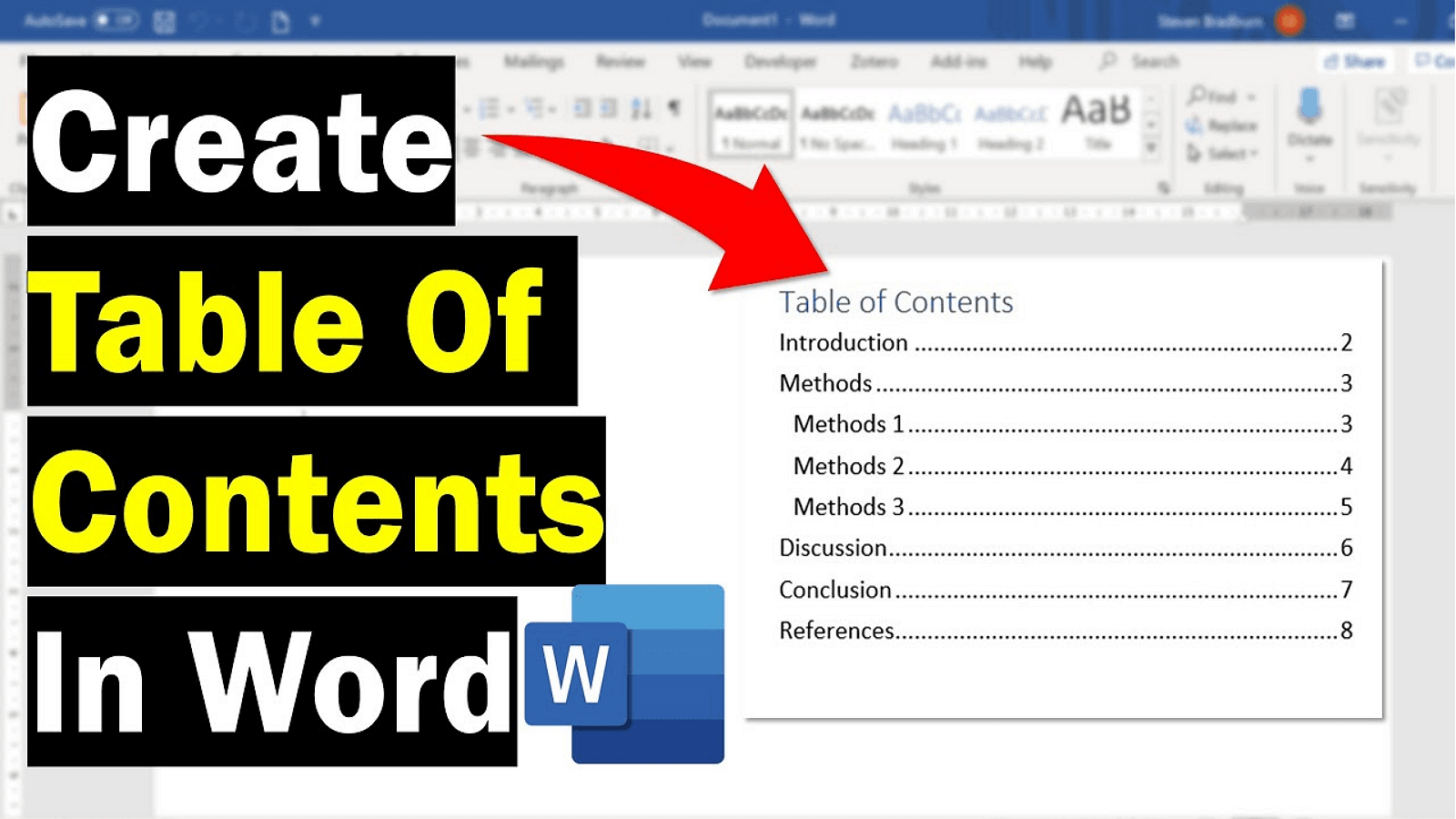 How to Add Table of Contents in Word