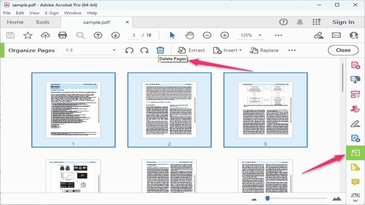 Adobe AcrobatでPDFのページを削除する
