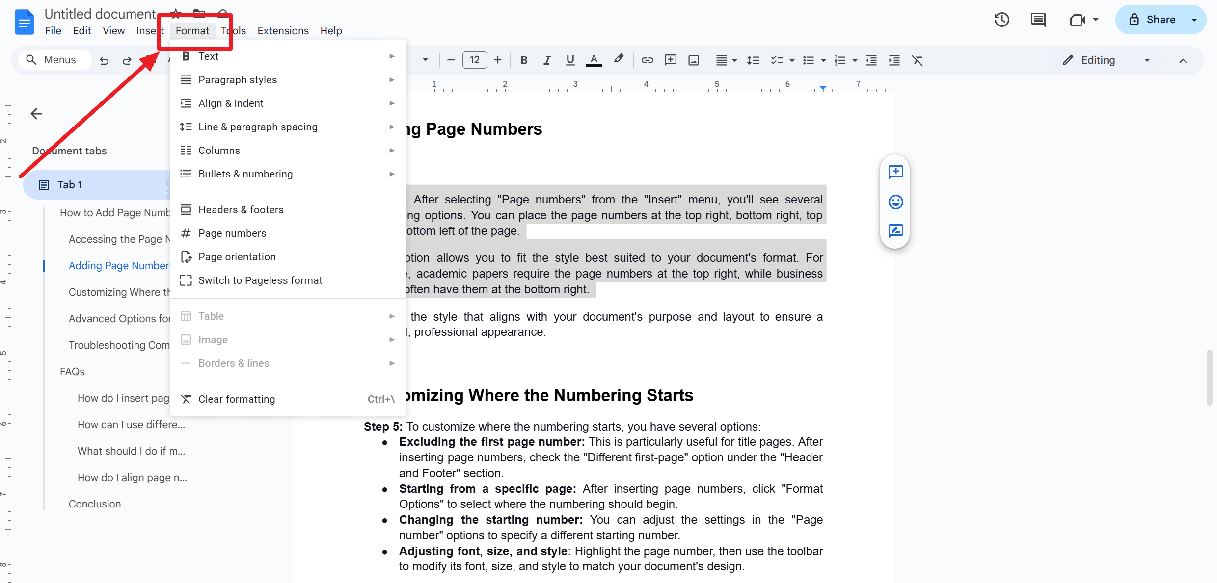 How to Double Space Using the Format Menu?