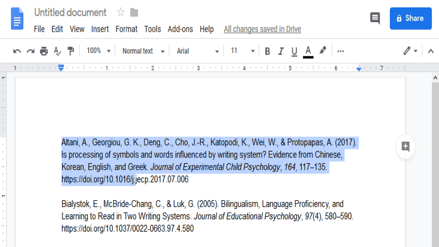 How to Indent Citations on Google Docs?