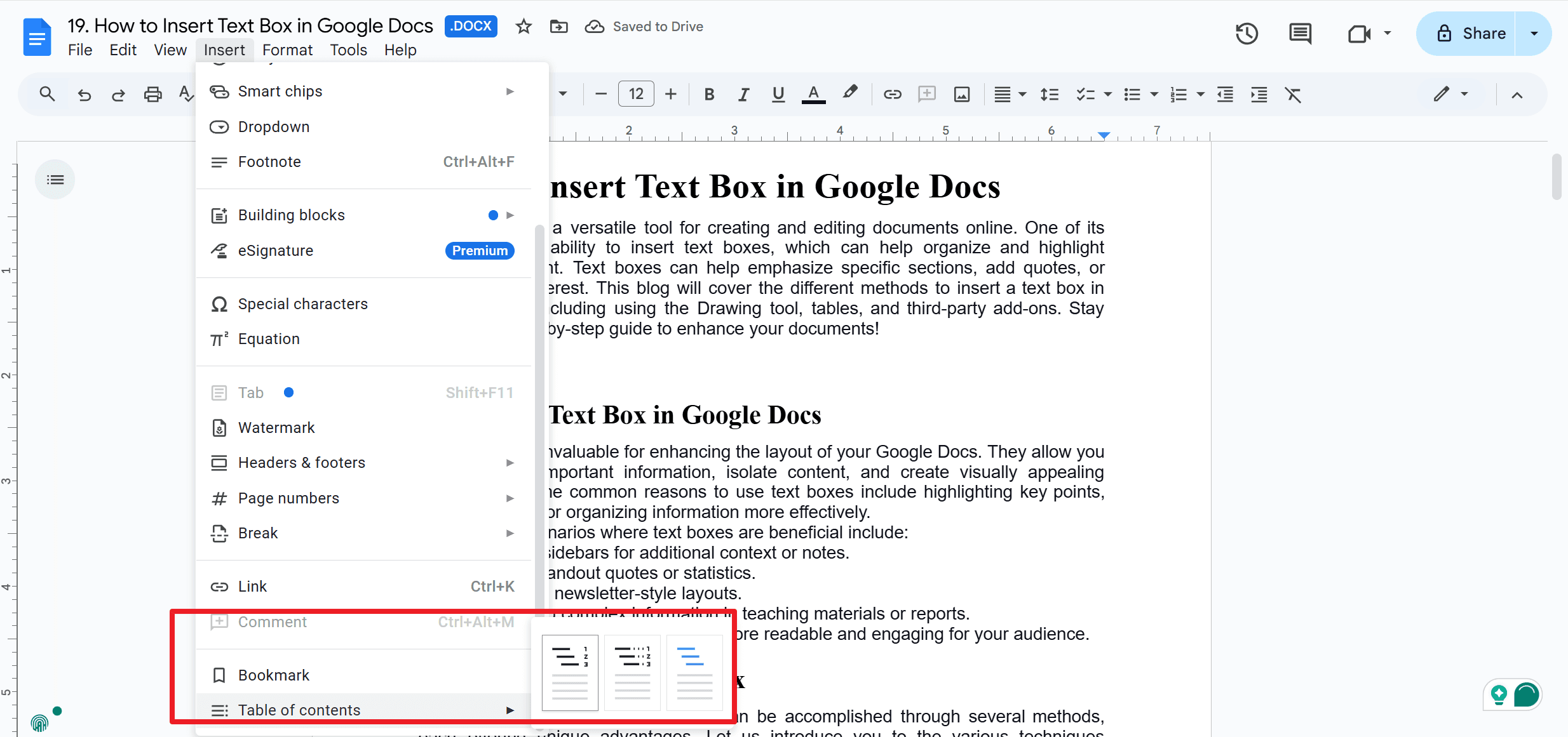 How to Make a Table of Contents in Google Docs?