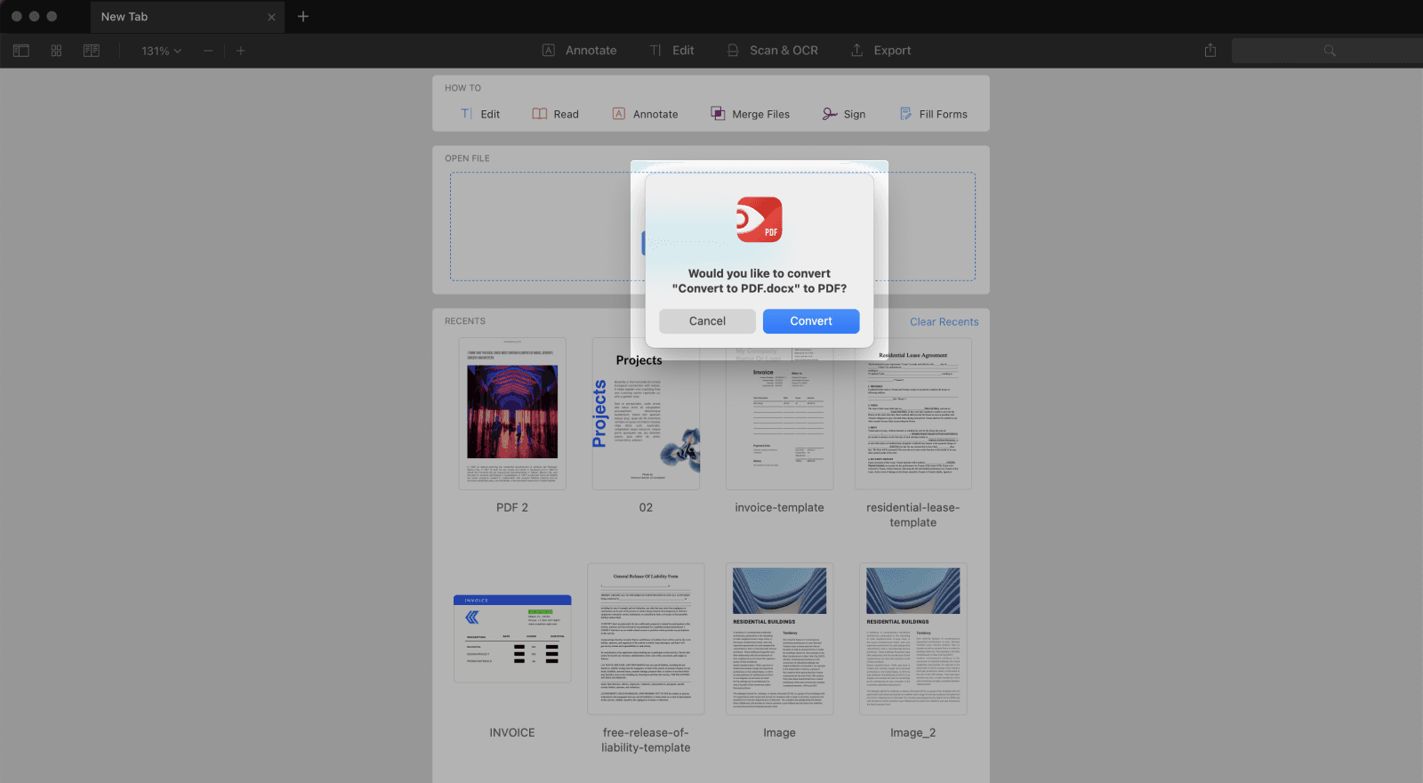 Import the Word document: Click on the 'File' menu and select 'Open'