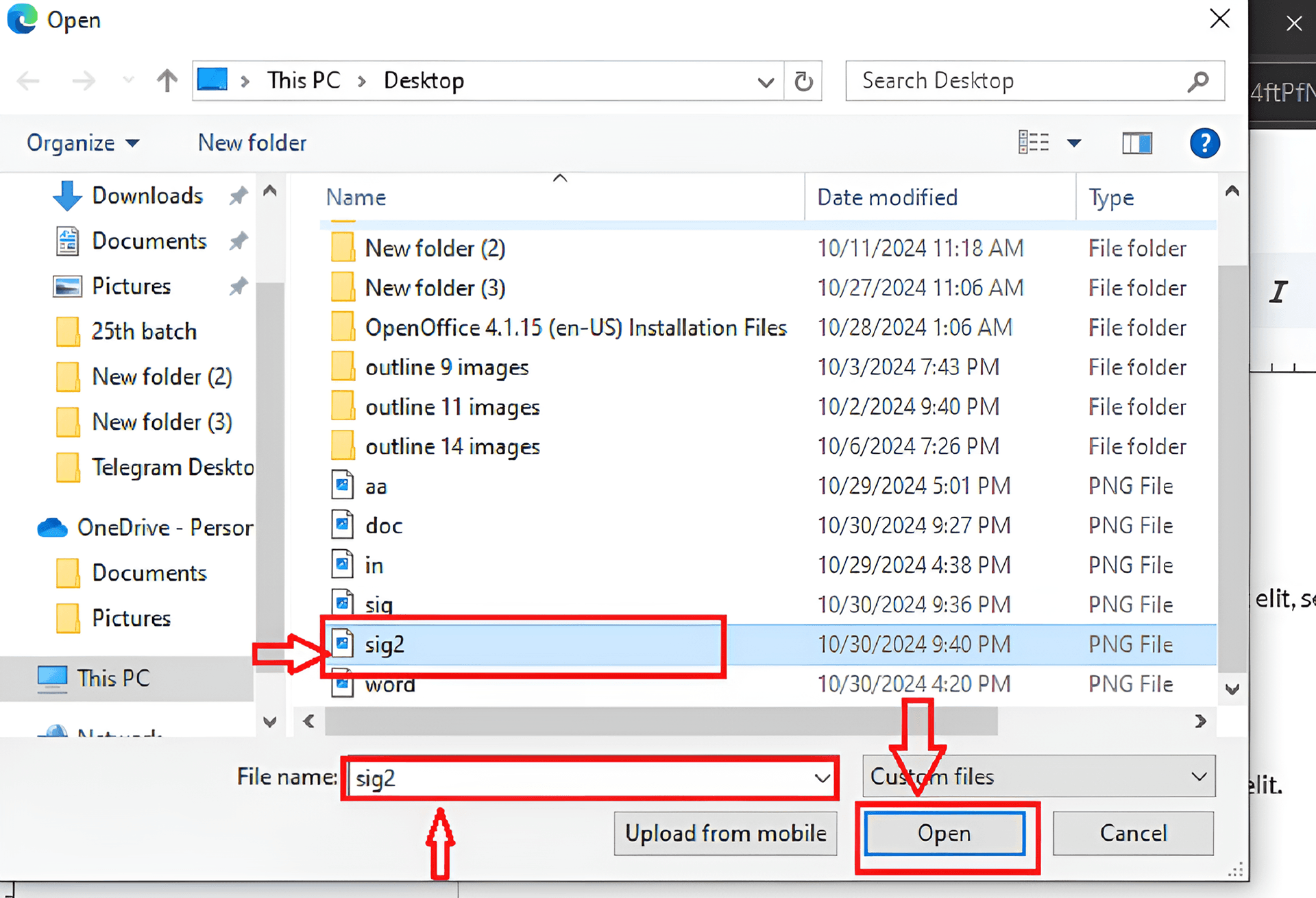 Insert Image: Click on Insert, then select Image, and choose Upload from the computer.