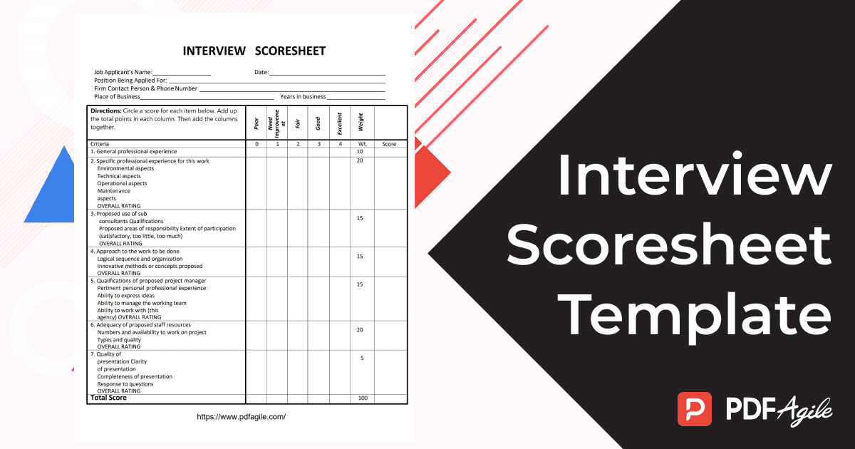 Interview Scoresheet Template