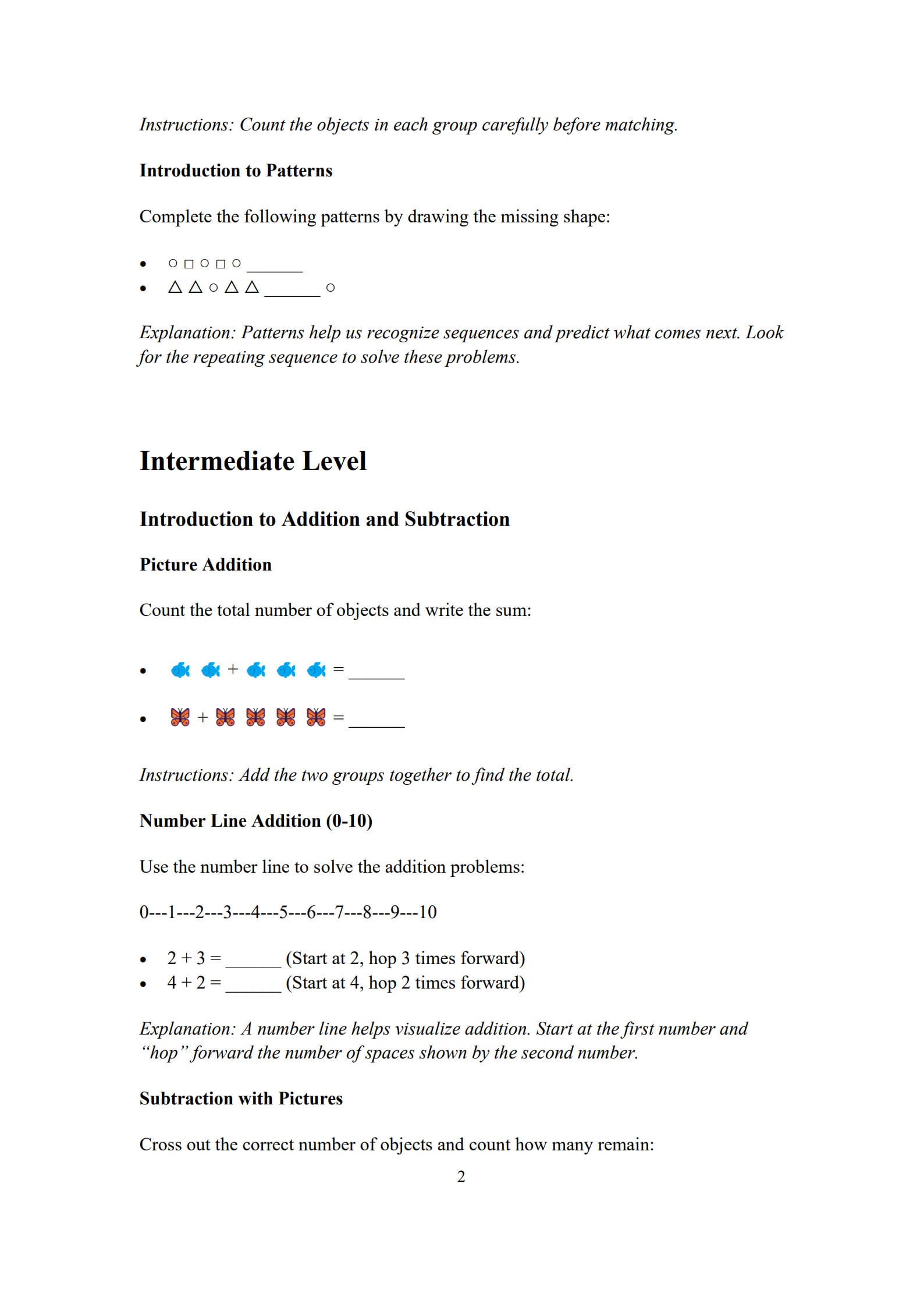 Kindergarten Math Worksheet 2