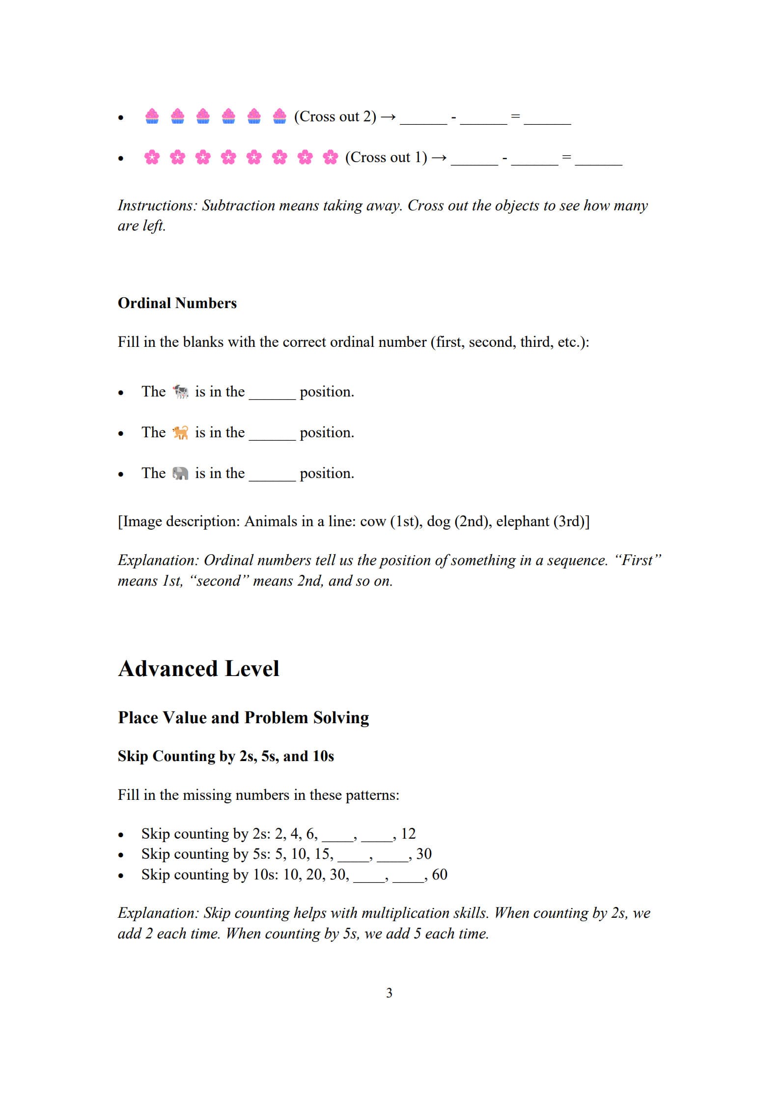 Kindergarten Math Worksheet 3