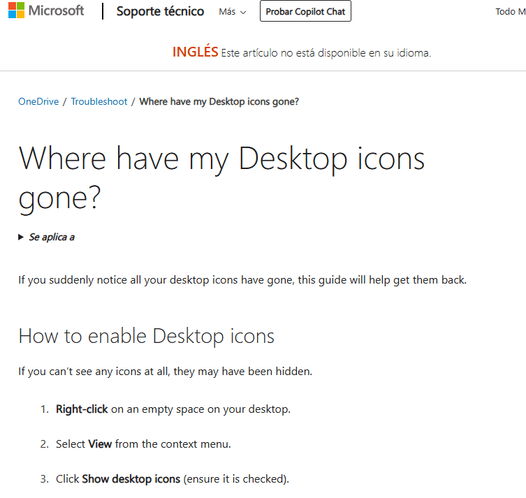 La solución proveniente de Microsoft