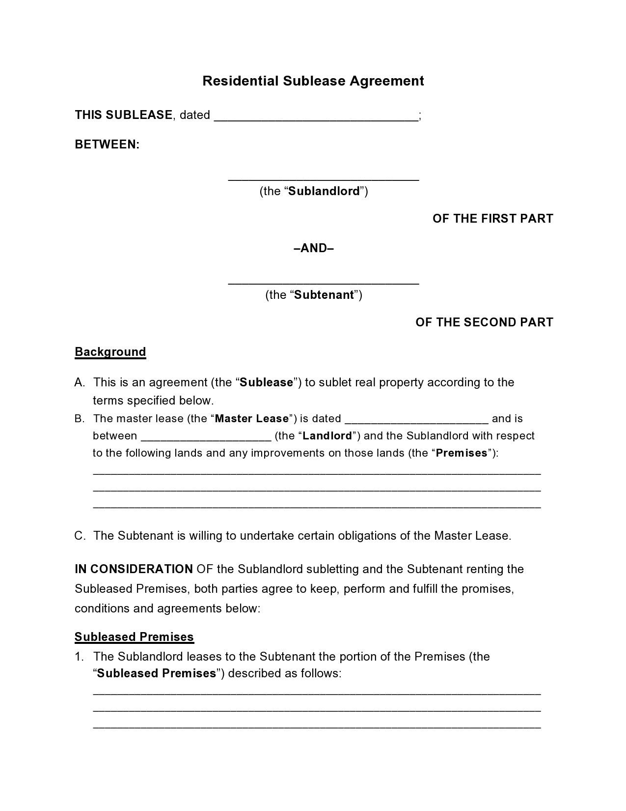 Legal Framework of Sublease Agreements