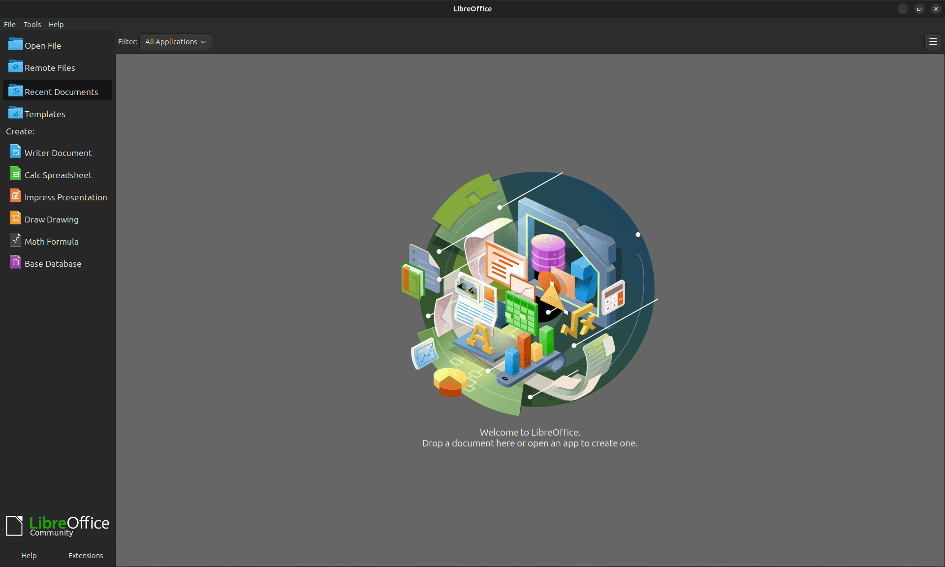 LibreOffice_7.5_start_center_screenshot