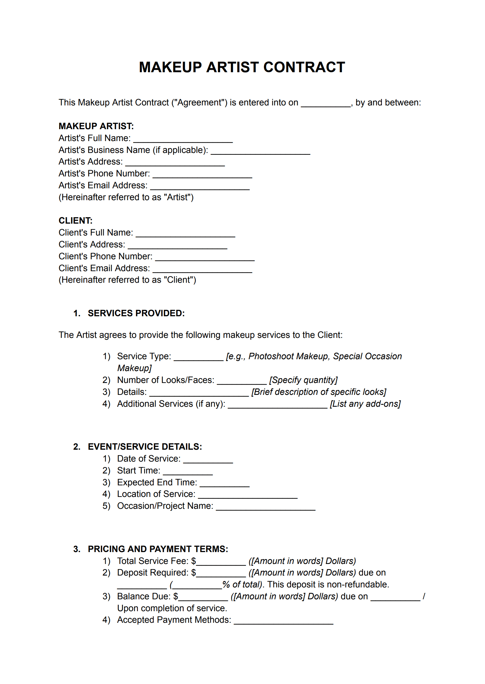 Makeup Artist Contract_page_1