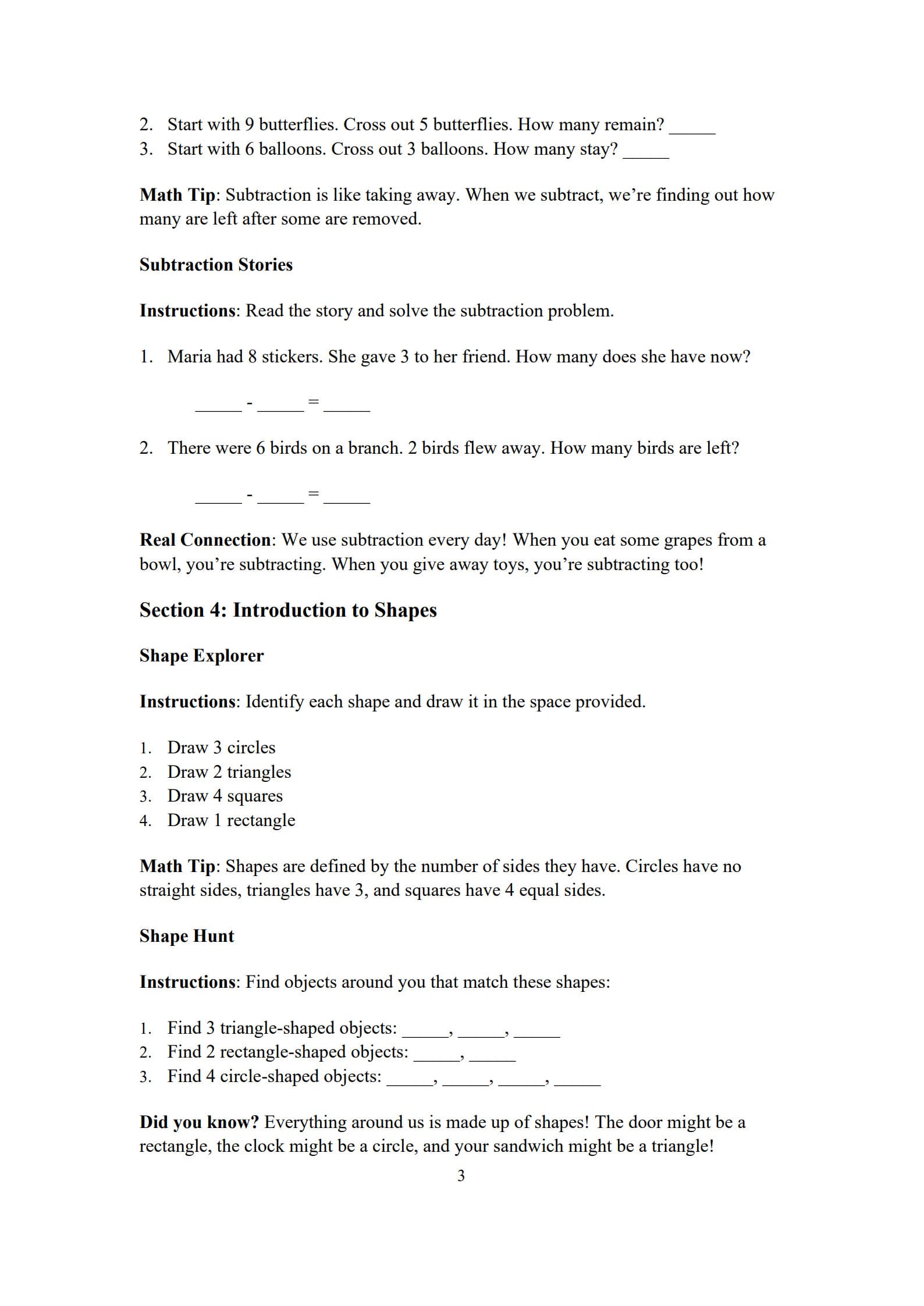 Math Problems for 1st Graders 3