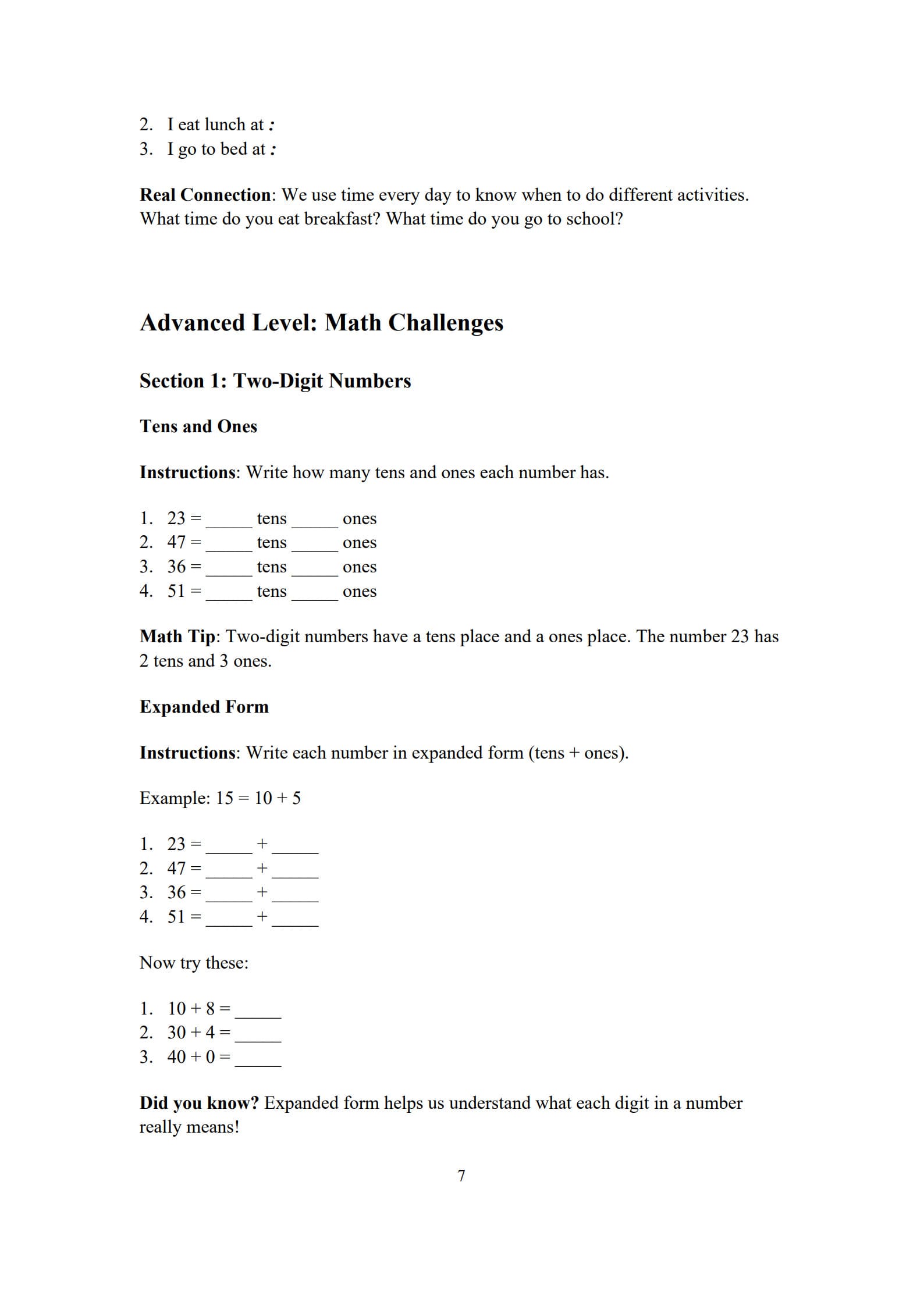 Math Problems for 1st Graders 7