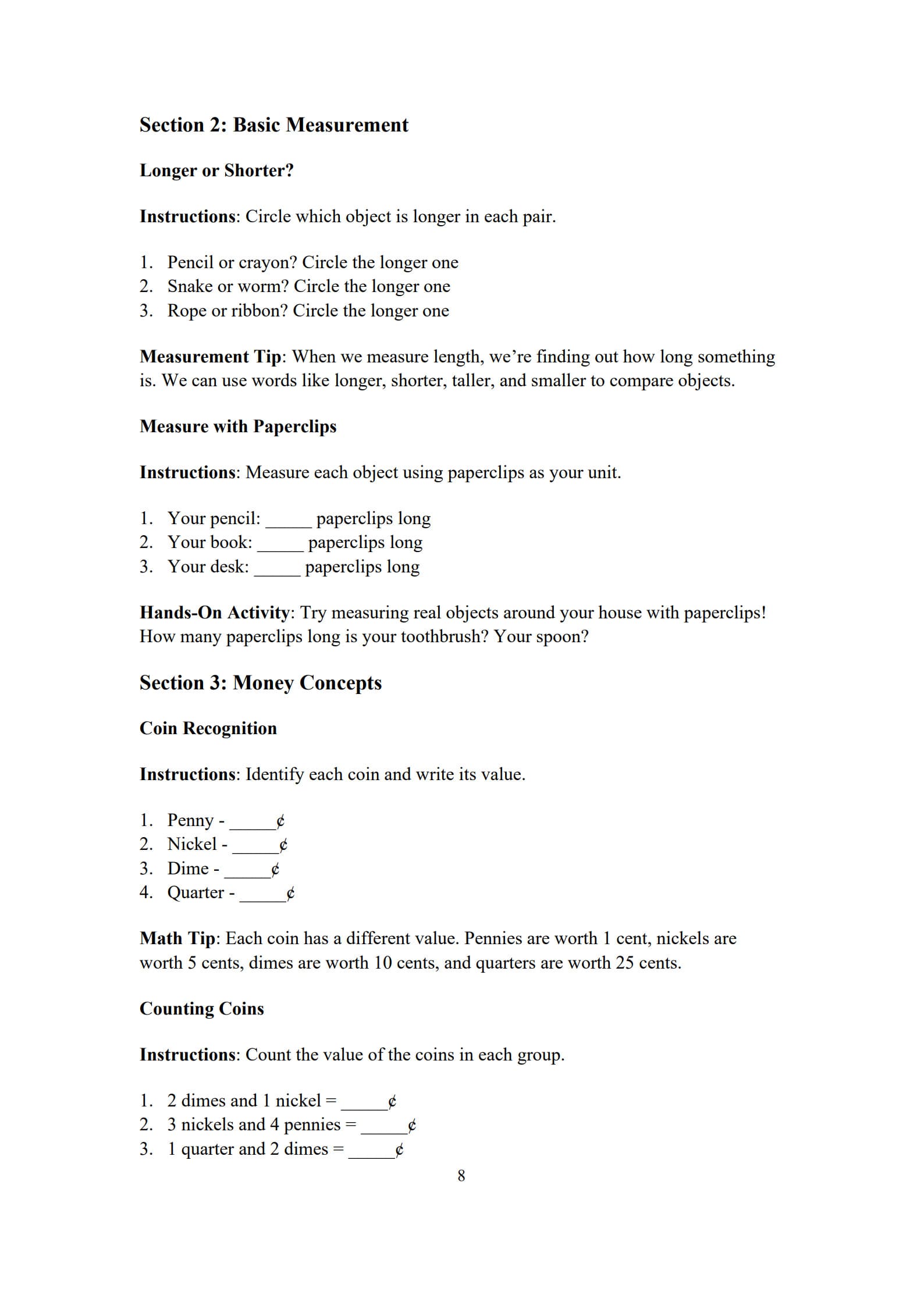Math Problems for 1st Graders 8