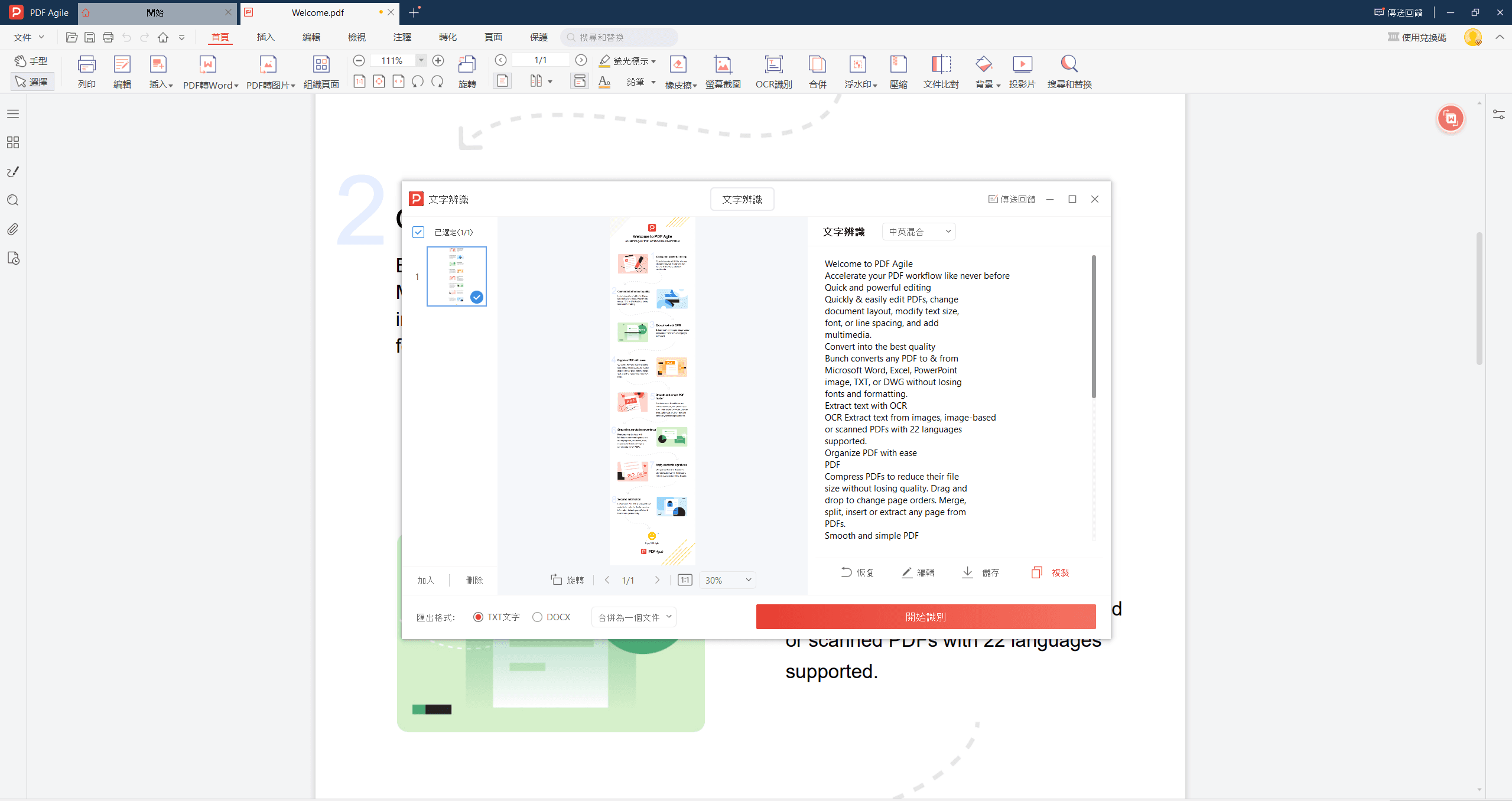 方法1：使用PDF Agile的OCR功能提取文本