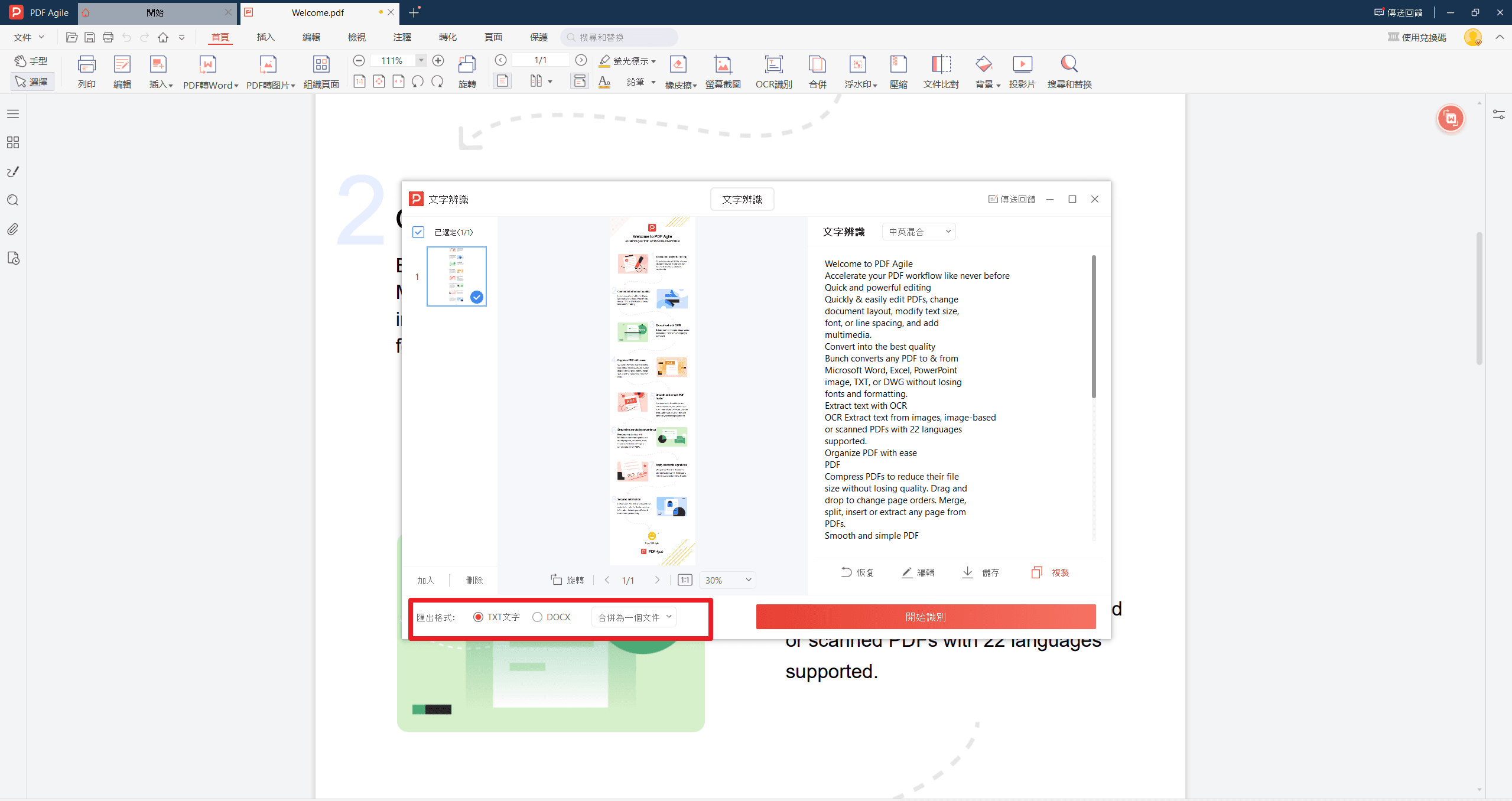方法1：使用PDF Agile的OCR功能提取文本