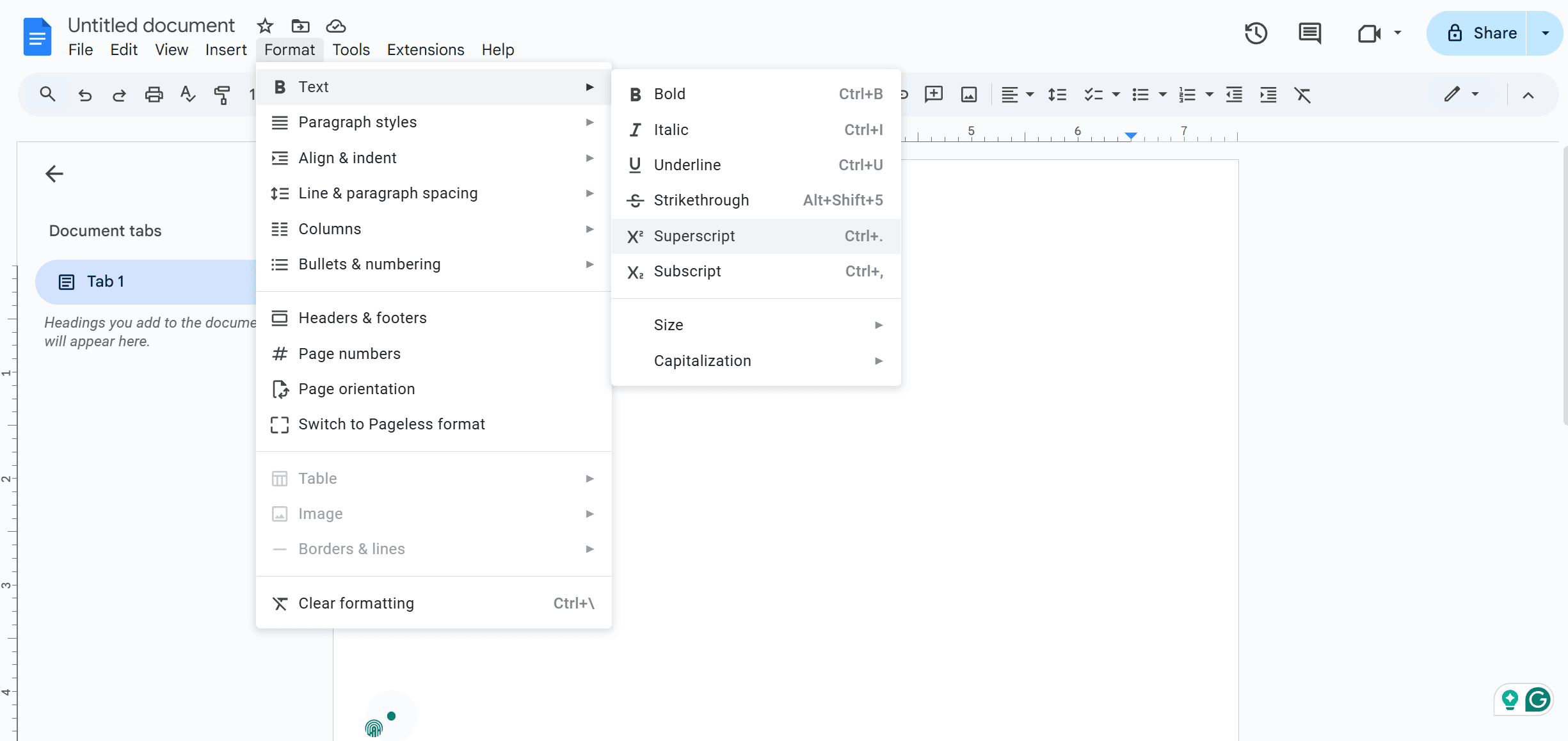 Method 1: How to Do Exponents in Google Docs?