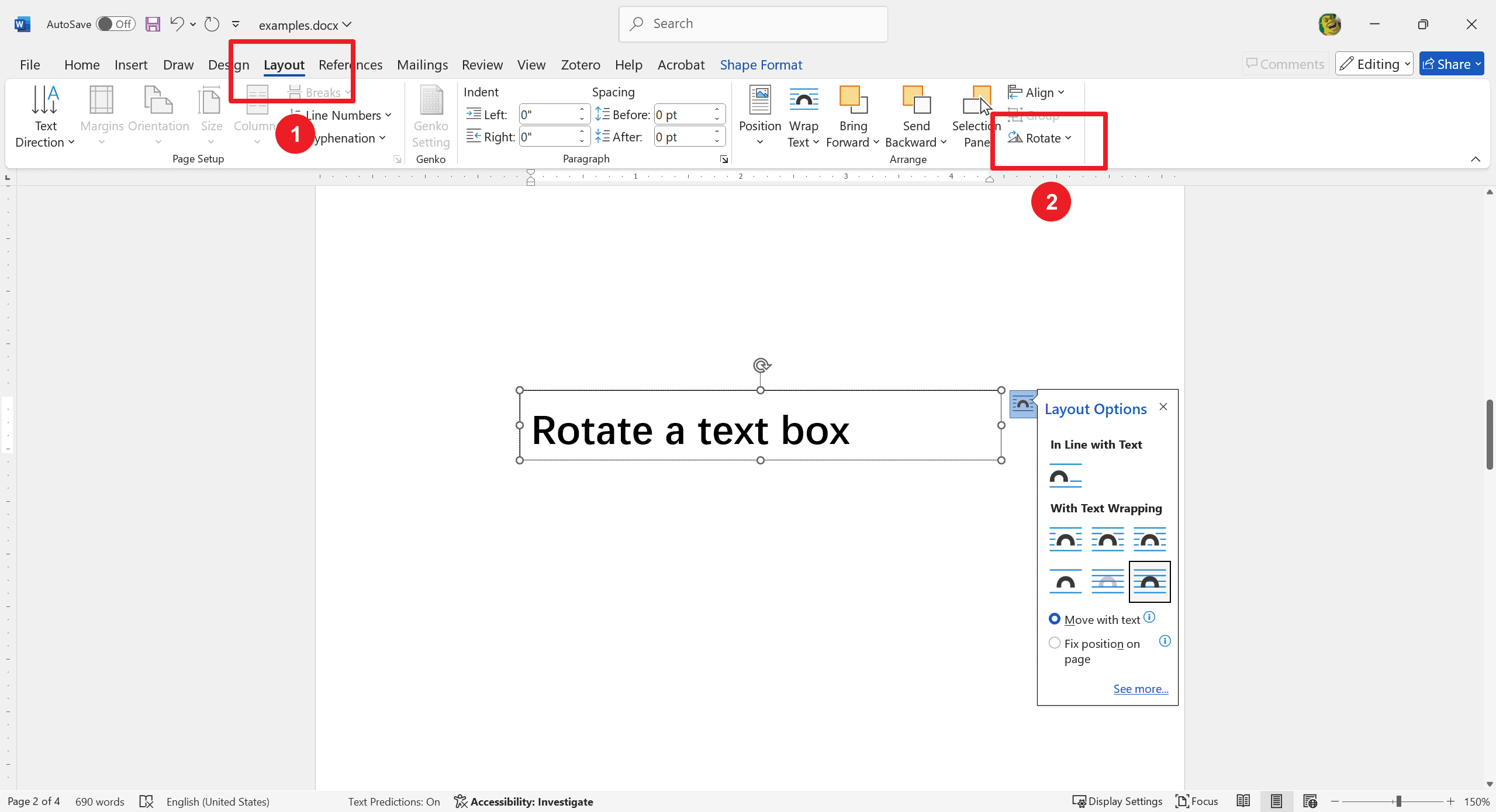 Method 1: Rotating Text Using a Text Box