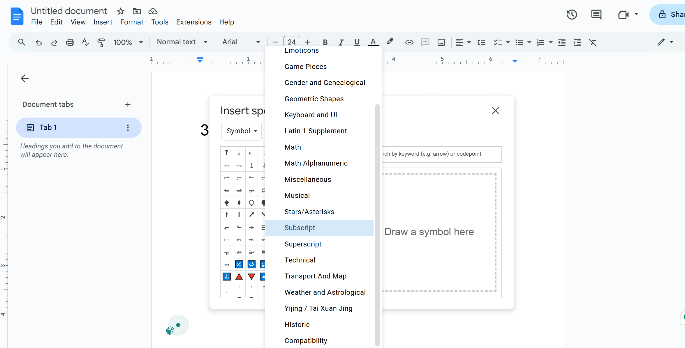 Method 2: How to Do Exponents in Google Docs Using Special Characters?