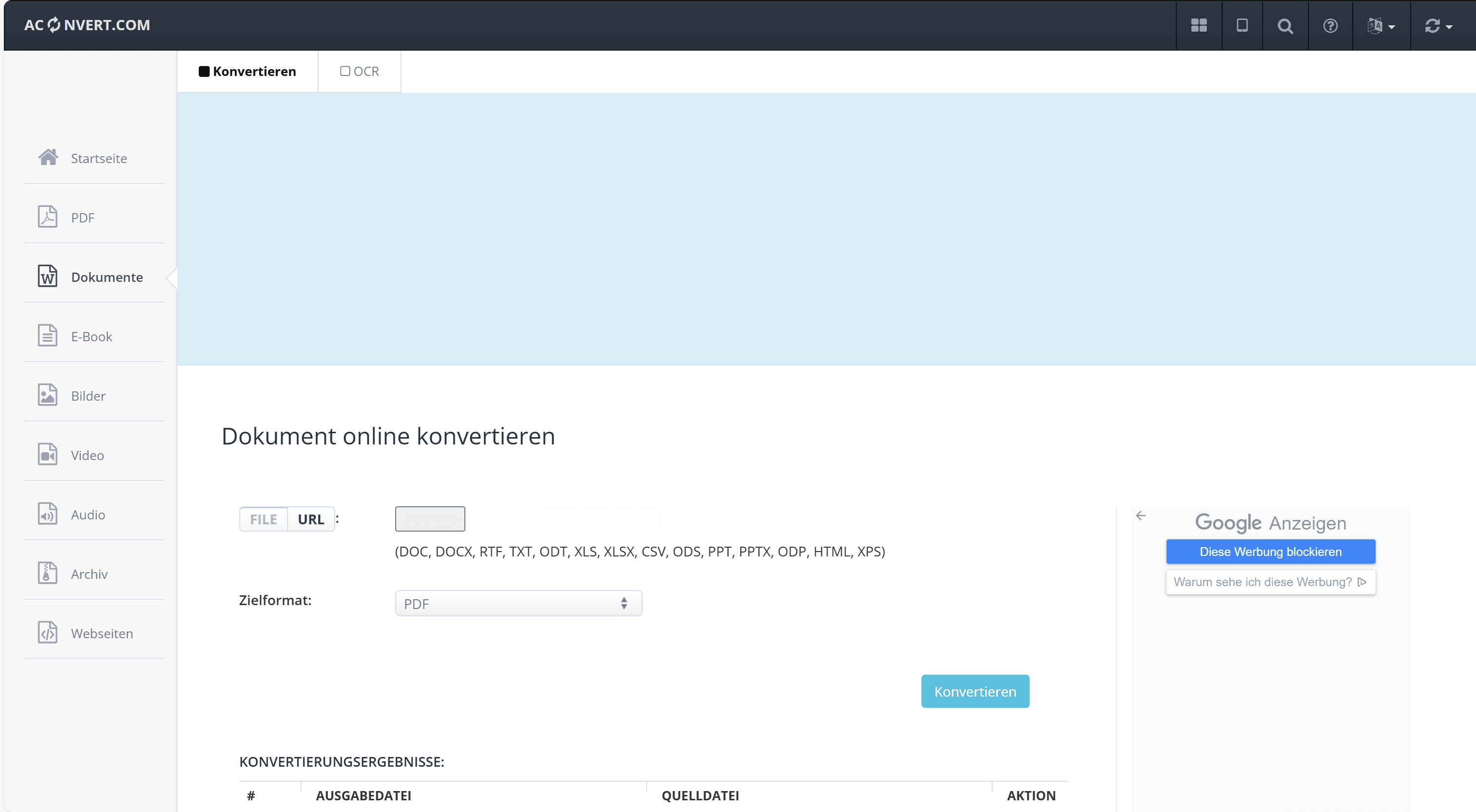 Methode 2: Über Aconvert