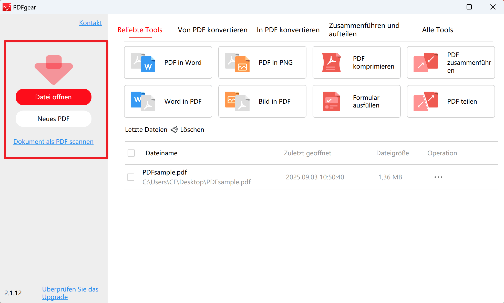 Methode 3: PDFgear (Drittanbieter-Software)