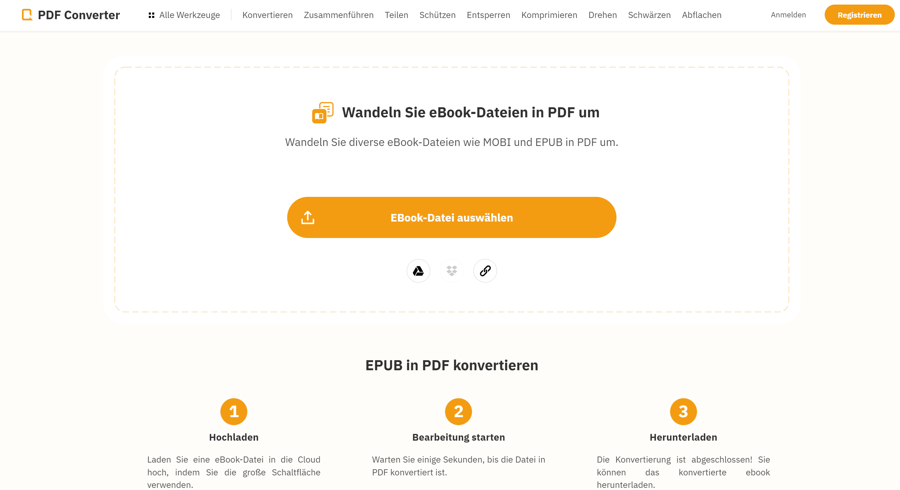 Methode 1: EPUB mit einem Online-Tool in PDF umwandeln