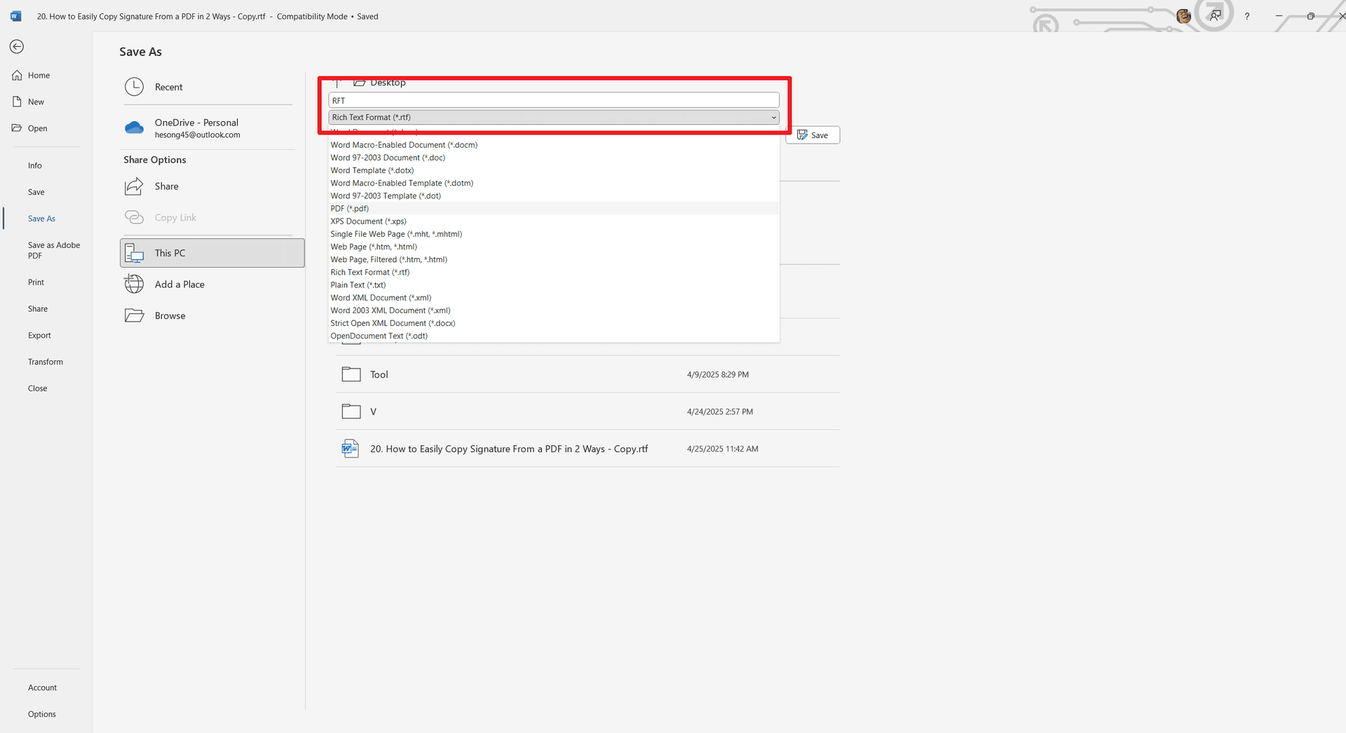 Methode 2: RTF mit Textverarbeitungsprogrammen in PDF umwandeln