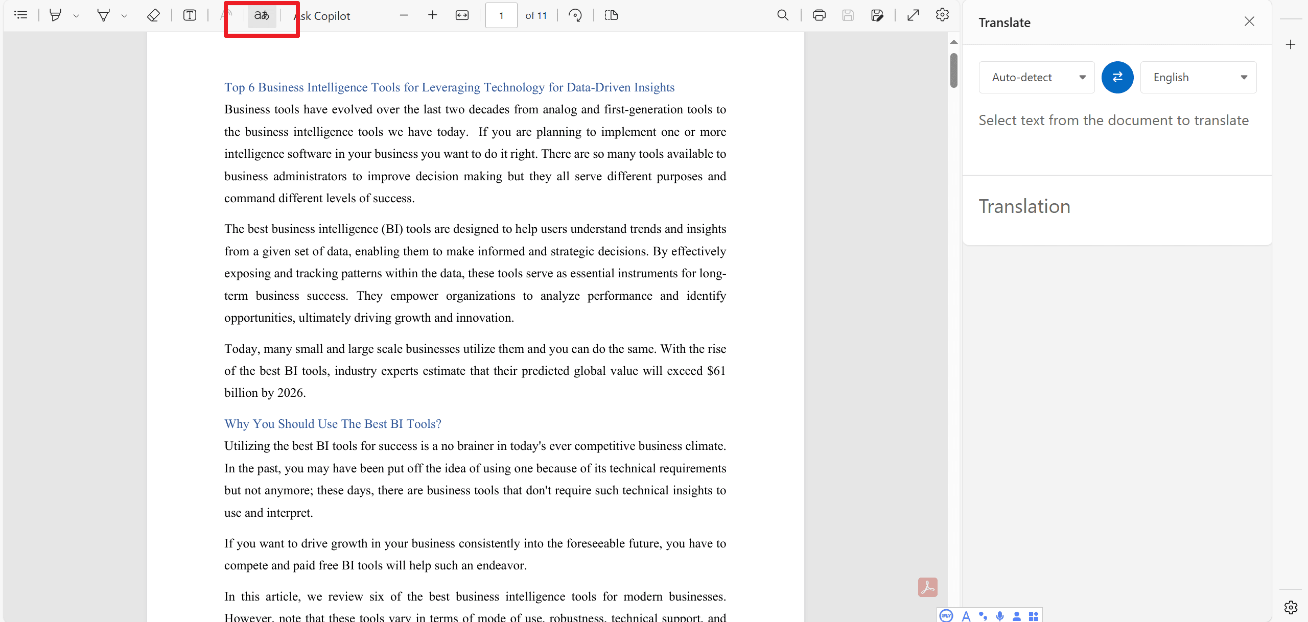 Microsoft Edge PDF翻譯器