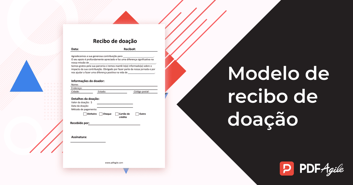 Modelo de recibo de doação
