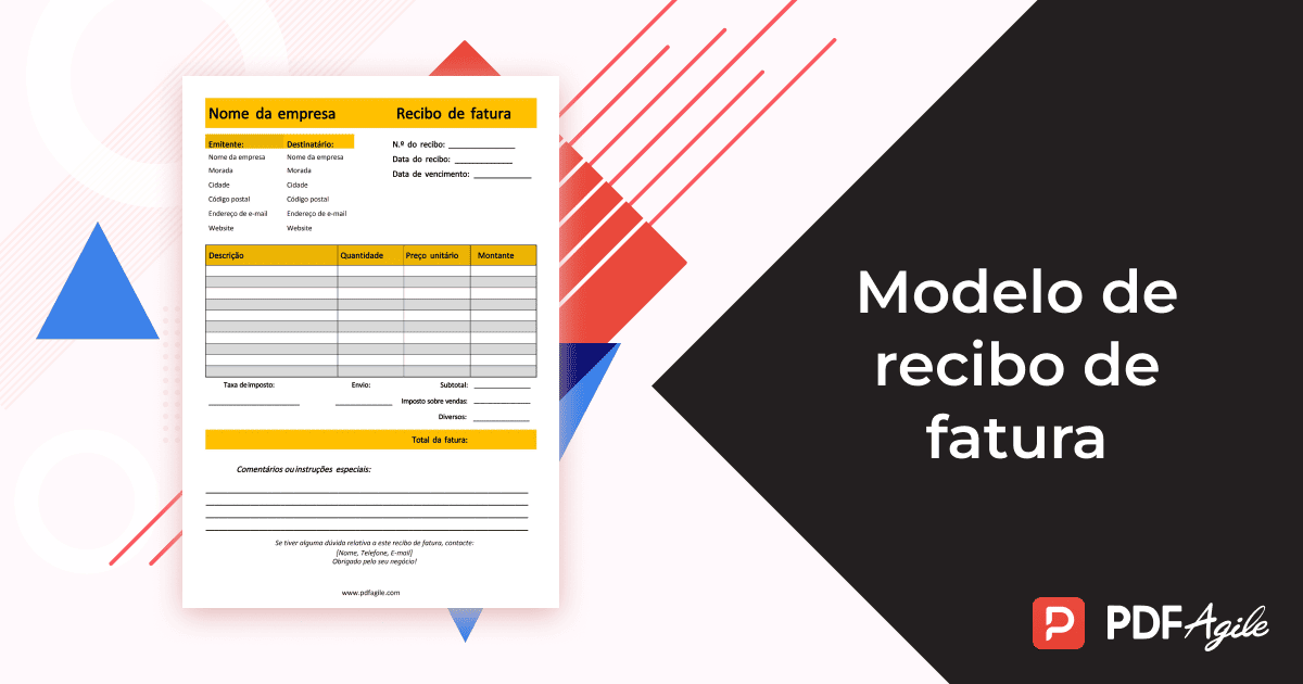 Modelo de recibo de fatura