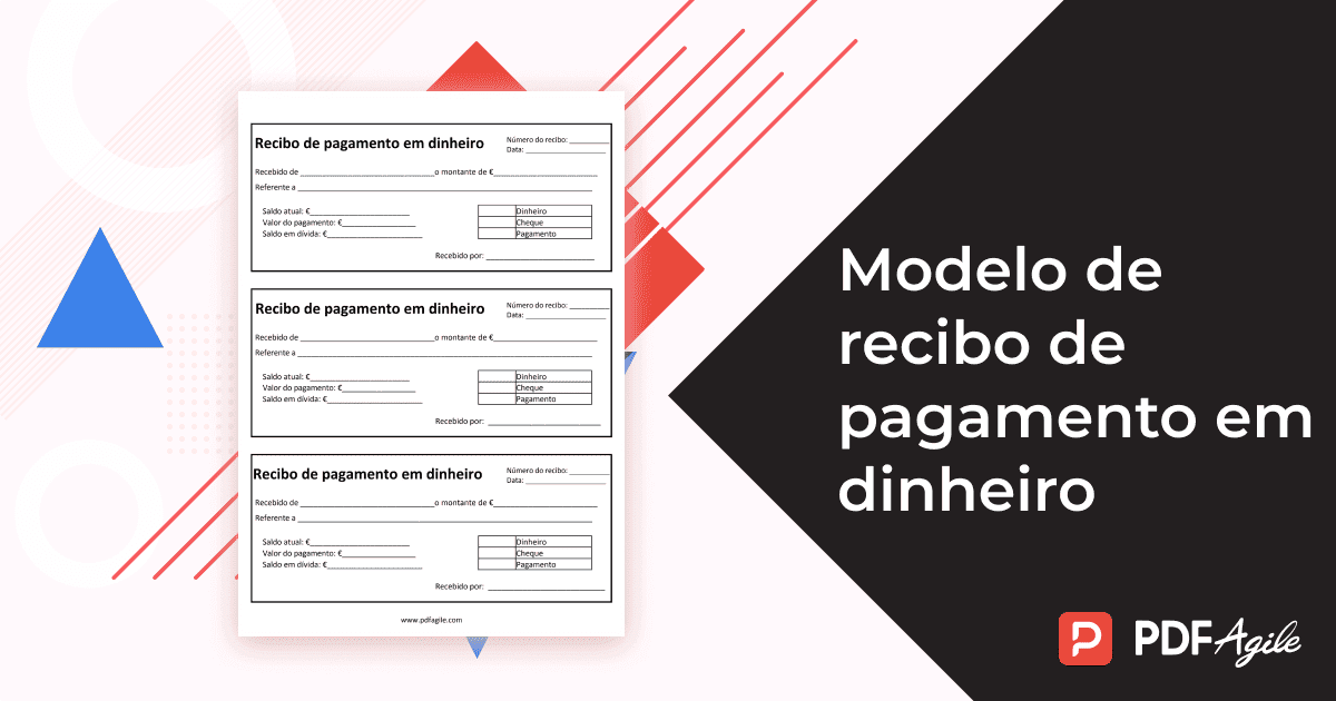 Modelo de recibo de pagamento em dinheiro