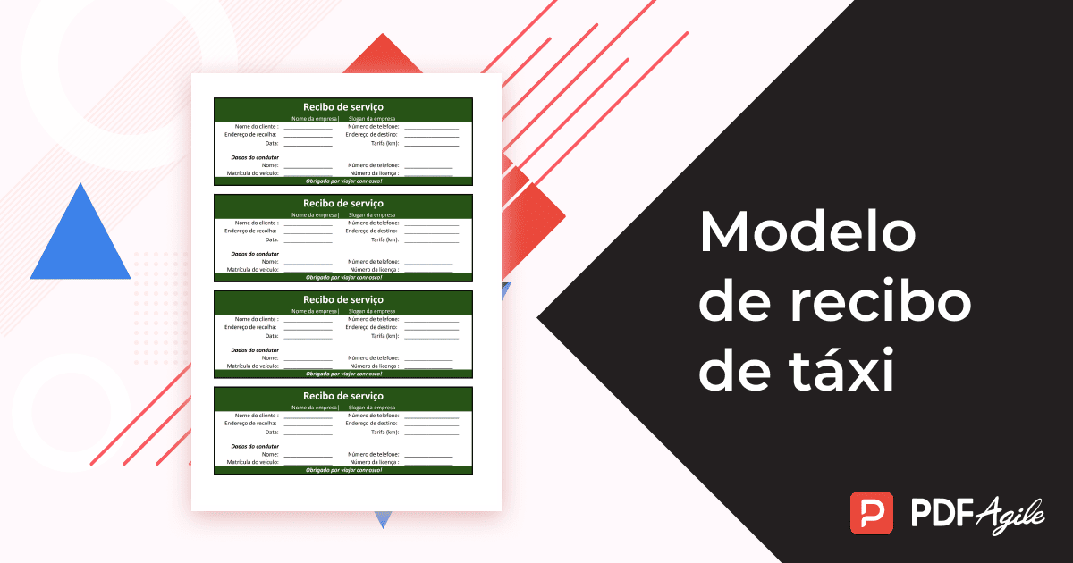 Modelo de recibo de táxi