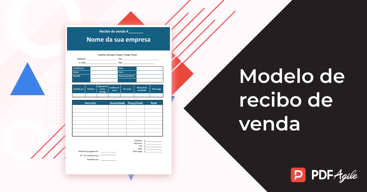 Modelo de recibo de venda