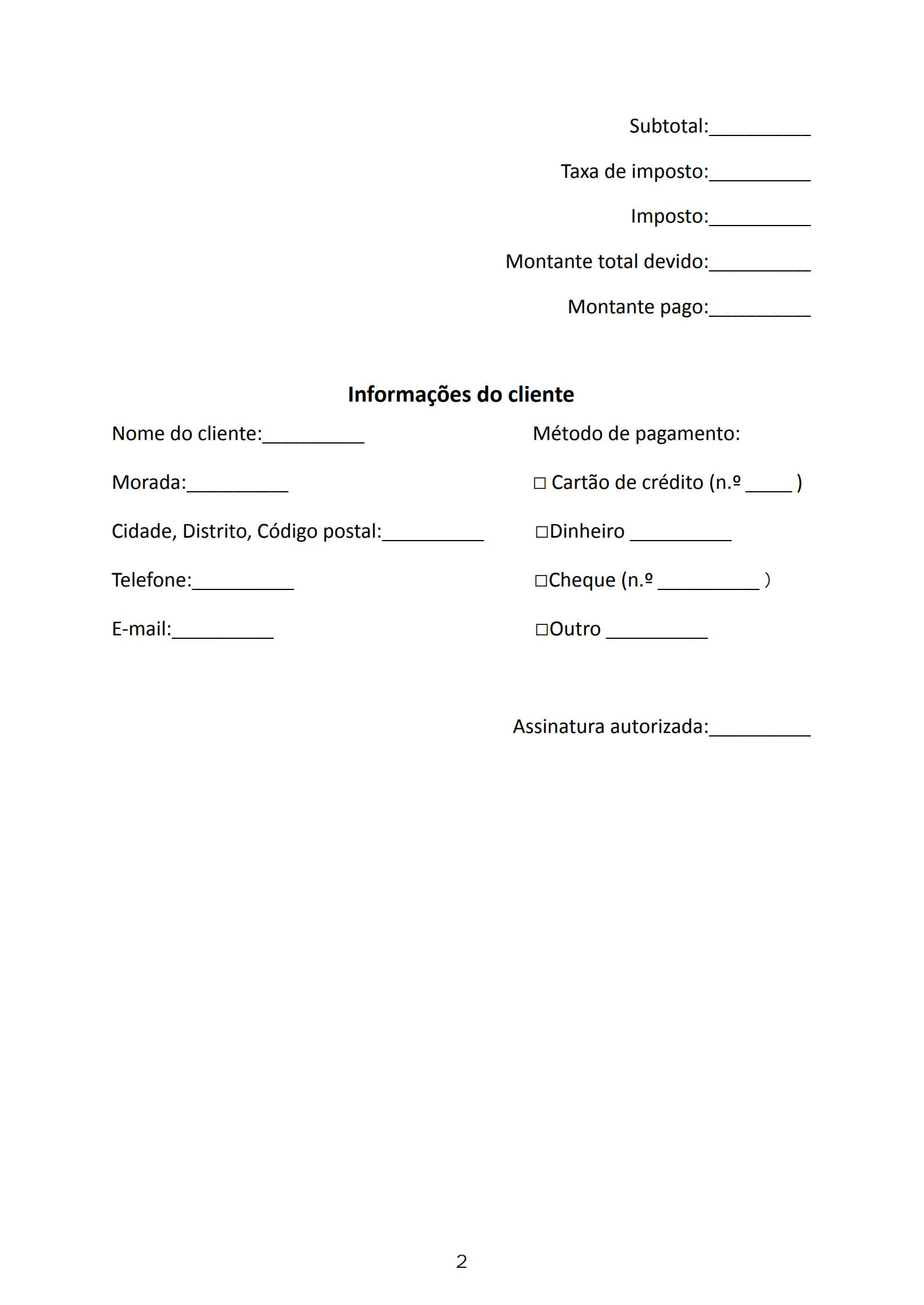 Modelo de recibo de venda para pequenas empresas