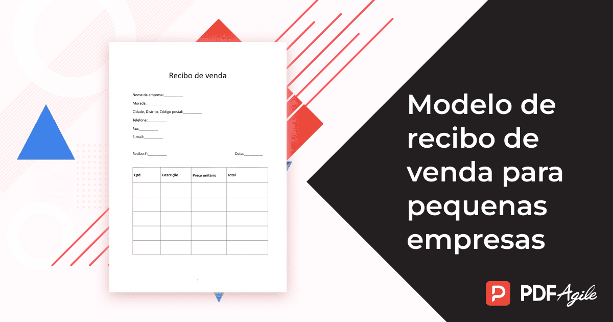 Modelo de recibo de venda para pequenas empresas