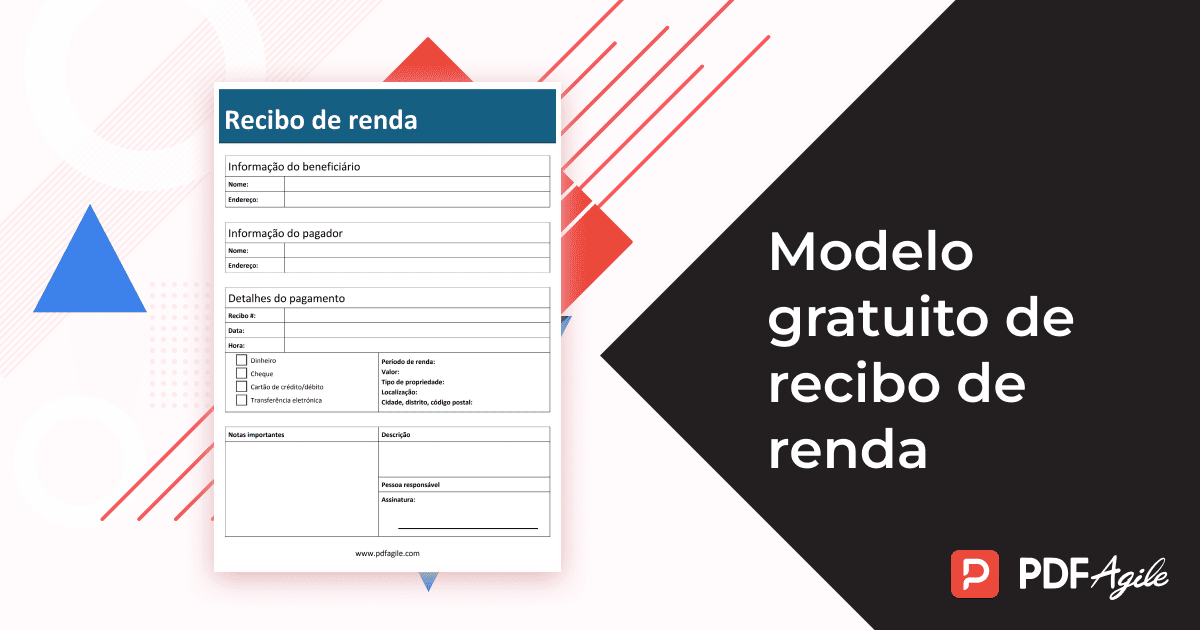Modelo gratuito de recibo de renda