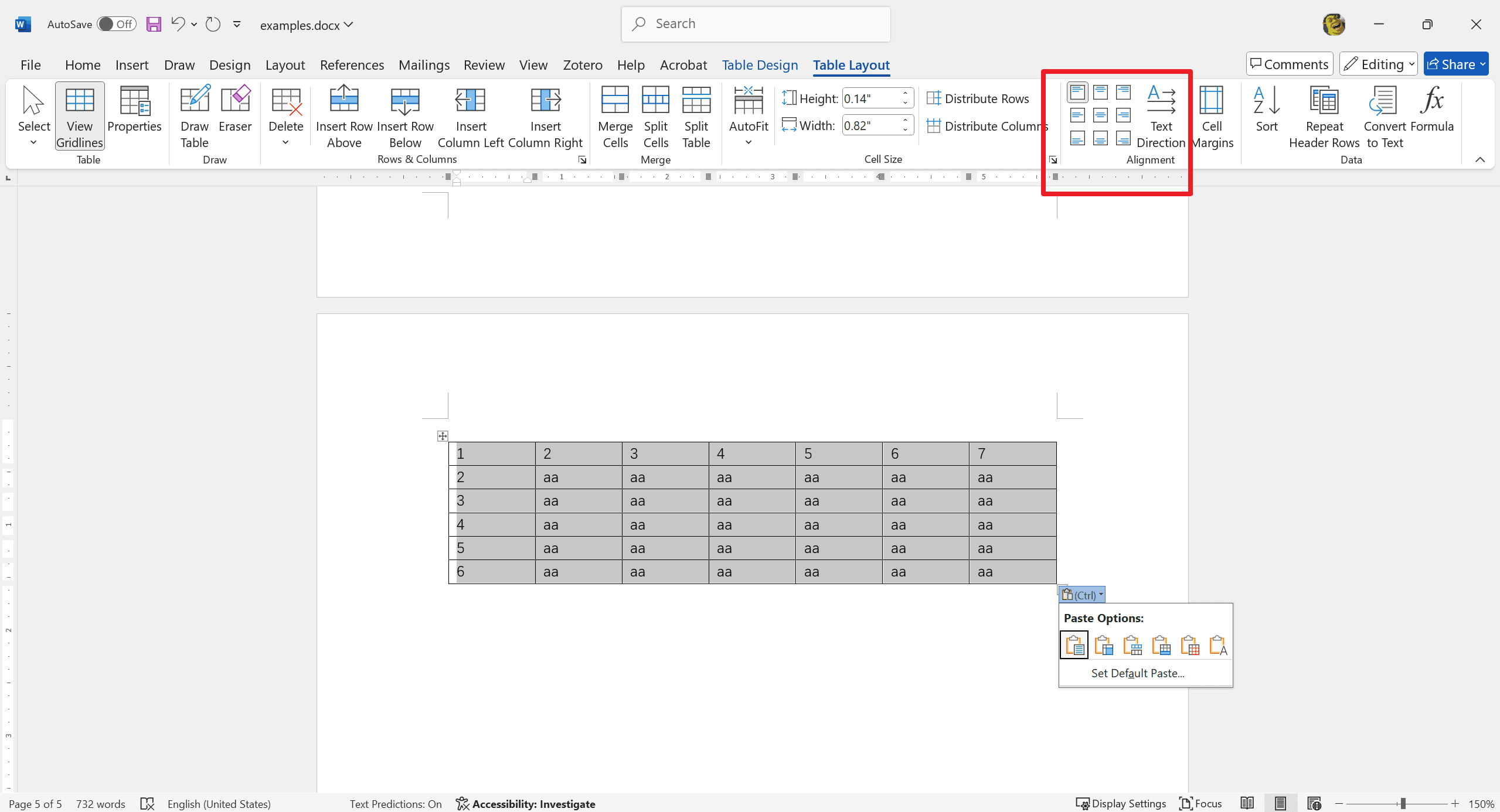 Modificar la dirección del texto en celdas de tabla