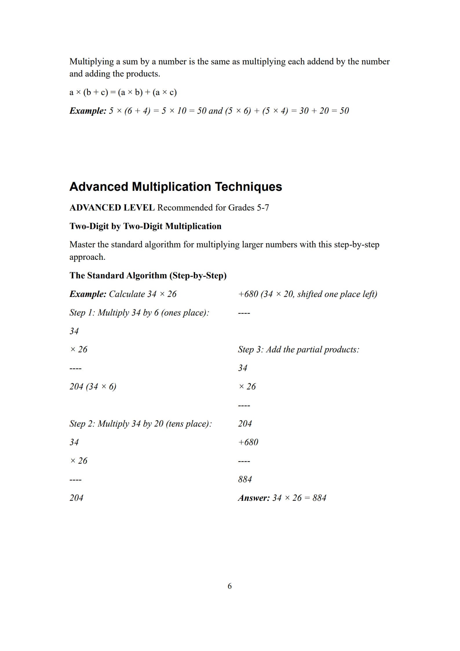 Multiplication Worksheets 6