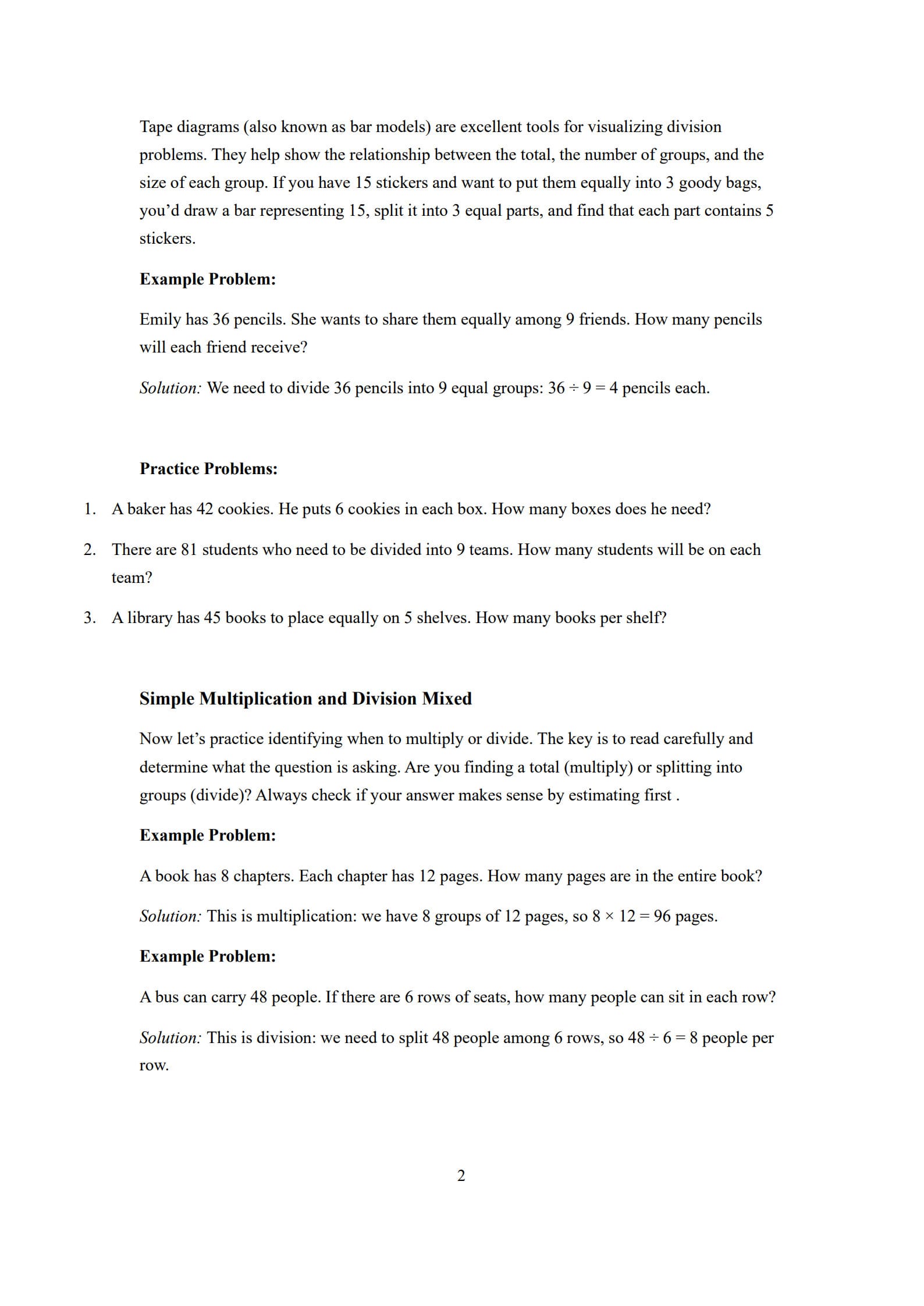 Multiplication and Division Word Problems 2